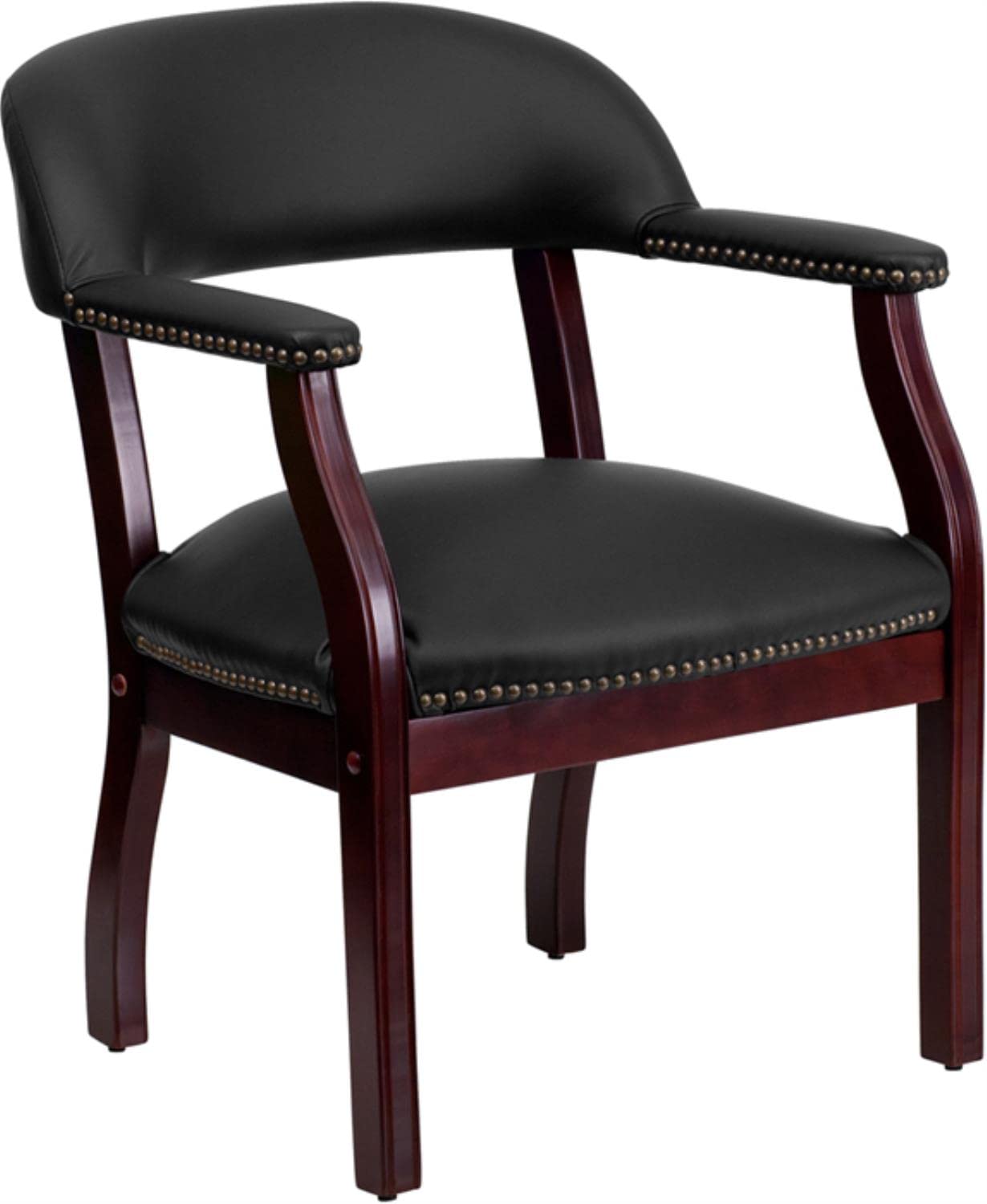 Premium Black LeatherSoft Conference Chair with Diamond Stitching & Nailhead Trim - Ergonomic Office Chair for Executive Meetings & Home Office Workspaces
