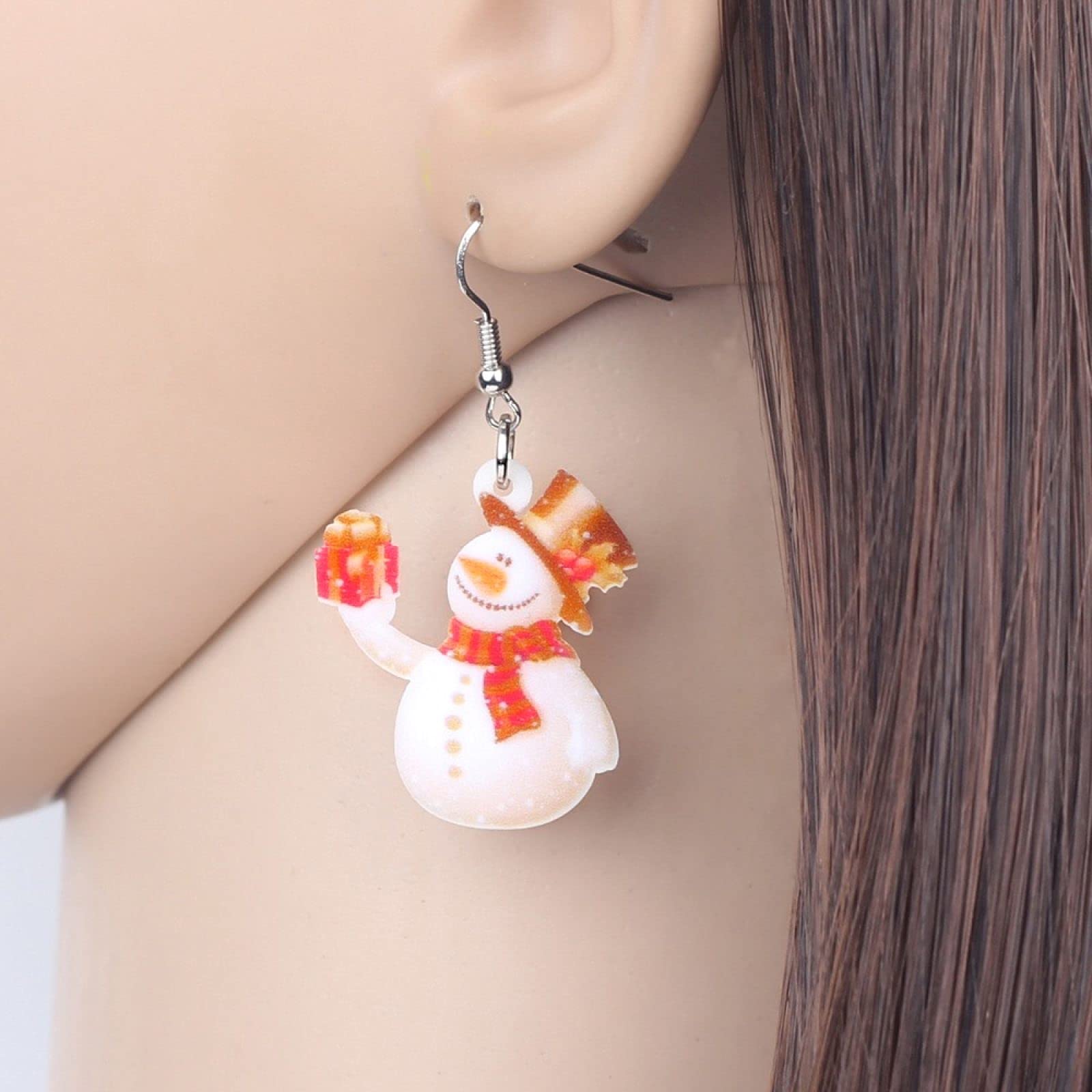 YUANYIRAN Christmas Drop Earrings for Women - Acrylic Snowman Dangle Earrings with Hook, Festive Holiday Jewelry Gift for Girls | Perfect for Xmas Parties, Gift Exchanges & Winter Fashion Accessories