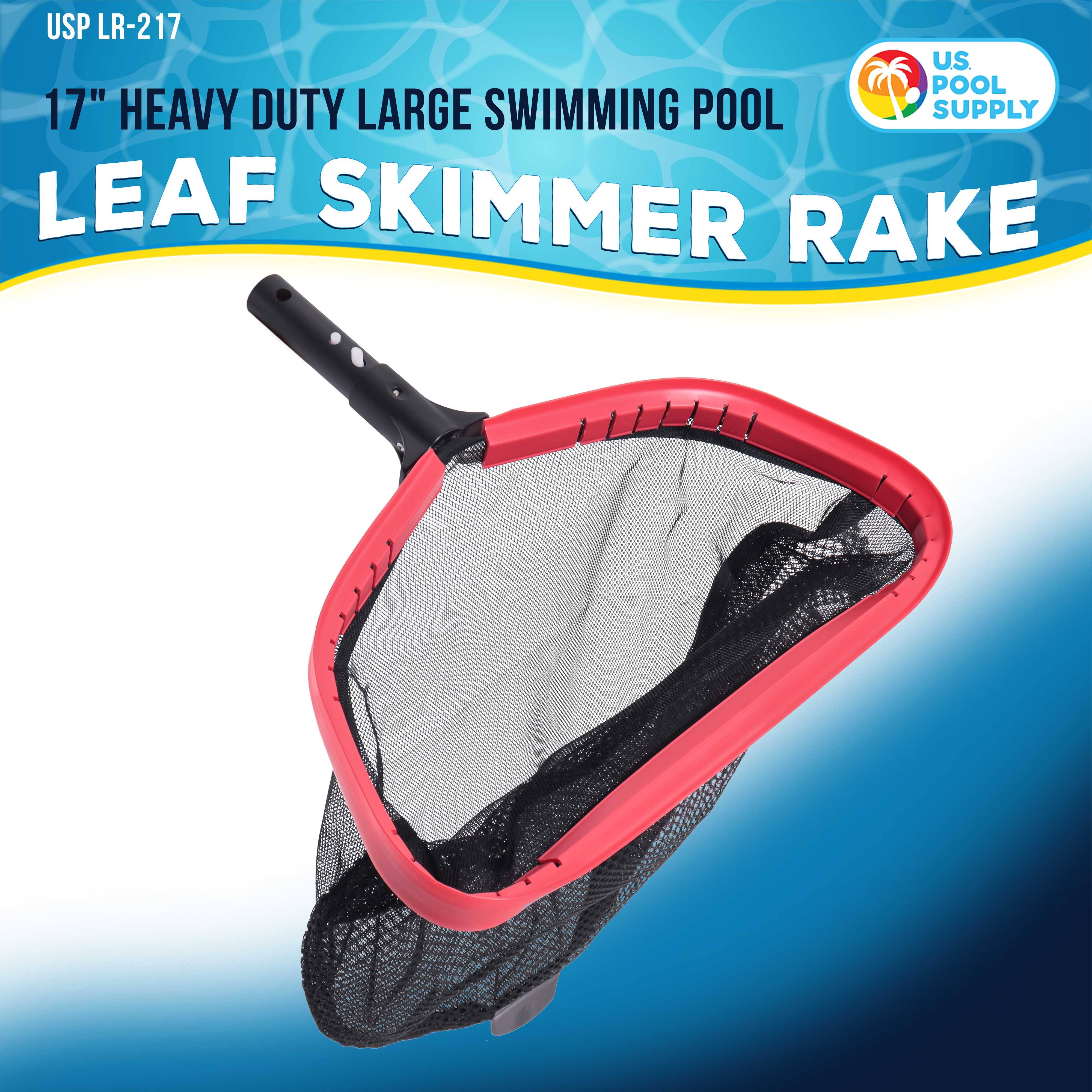 Professional Heavy Duty 17-Inch Swimming Pool Leaf Skimmer with Deep Double-Stitched Net Bag & Durable Aluminum Frame - Faster Pool Cleaning for Inground & Above Ground Pools - Perfect for Leaves, Debris & Daily Pool Maintenance