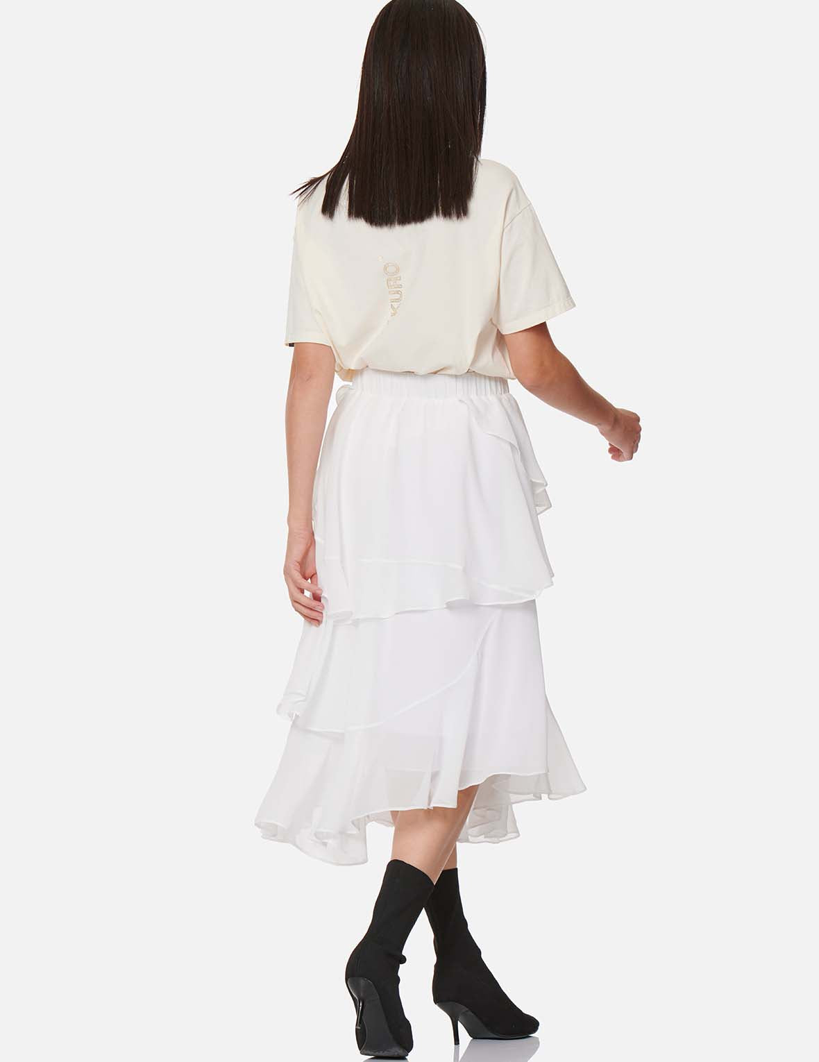 Elegant Asymmetrical Layered Skirt for Women - Trendy High Waist Flowy Midi Skirt for Casual, Office & Party Wear