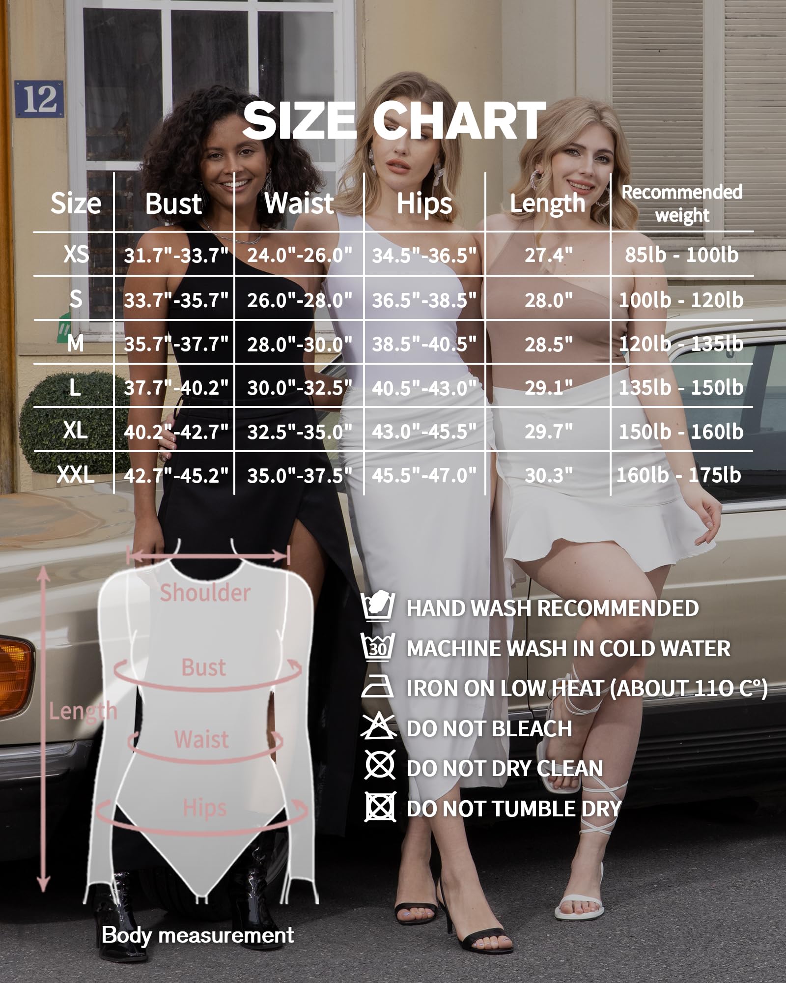 MANGOPOP Women's Sexy One Shoulder Off Shoulder Long Sleeve Bodysuit Top - Clubwear, Date Night Outfit, Party Tops for Women