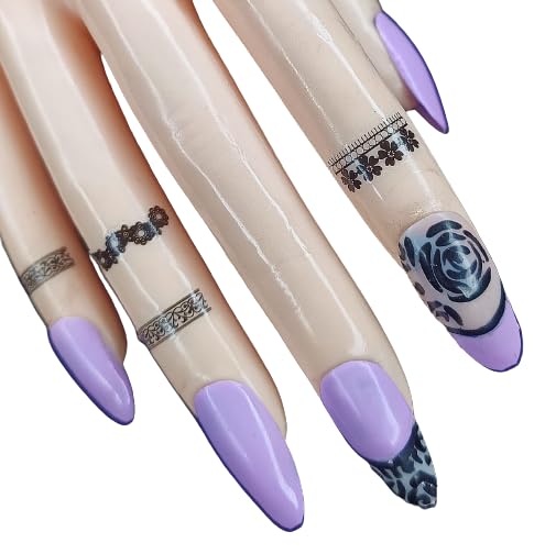 HINDNAARI Press on Fake Nails - Reusable Artificial Nails with Glue Kit for Women | 10 Designer Nail Extensions | Pattern-13 | Perfect for Parties, Weddings & Special Occasions