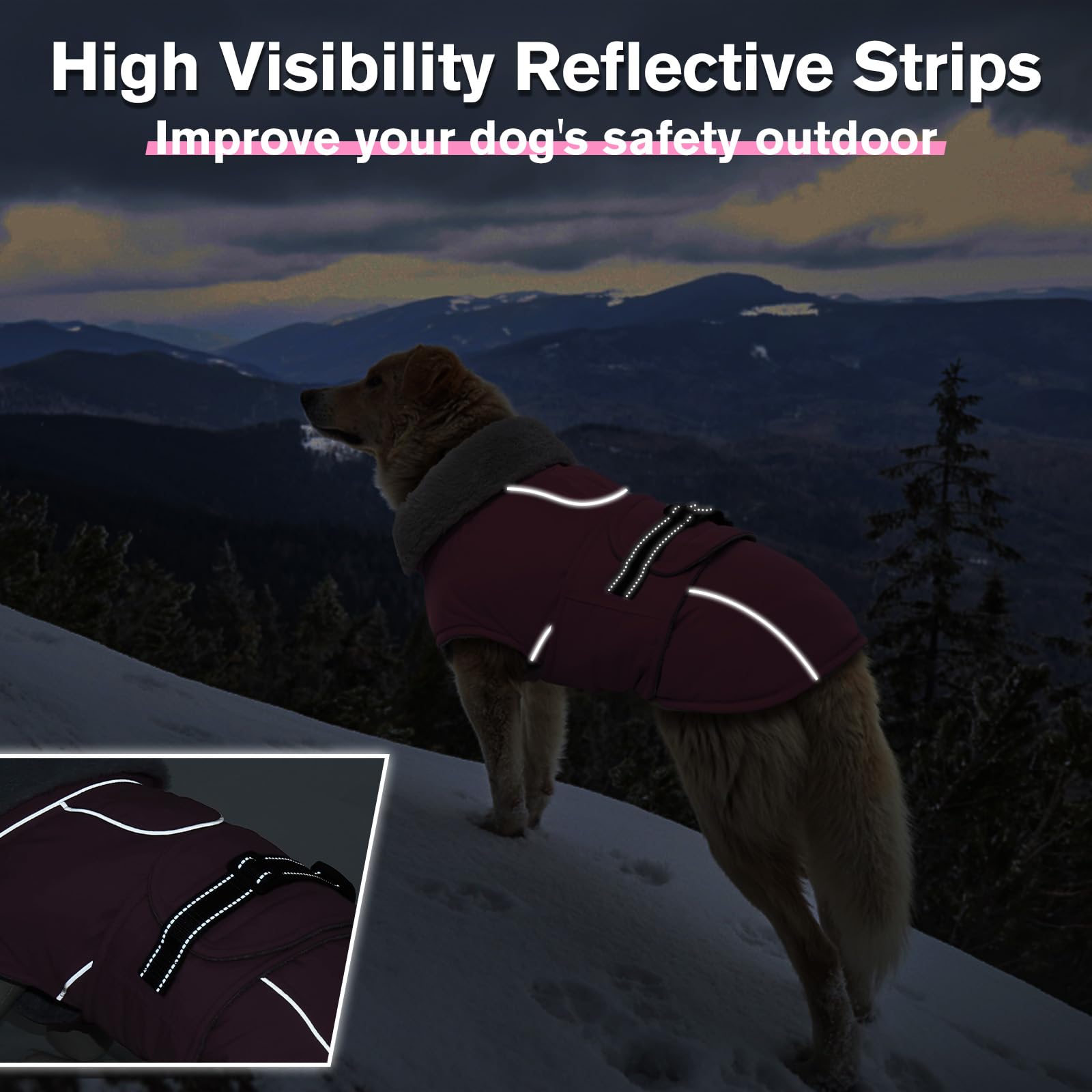 Lelepet Reflective Waterproof Dog Jacket - Windproof Fleece-Lined Winter Coat with Adjustable Buckle for Large Dogs (XL) - Perfect for Snowy Walks & Cold Weather Protection