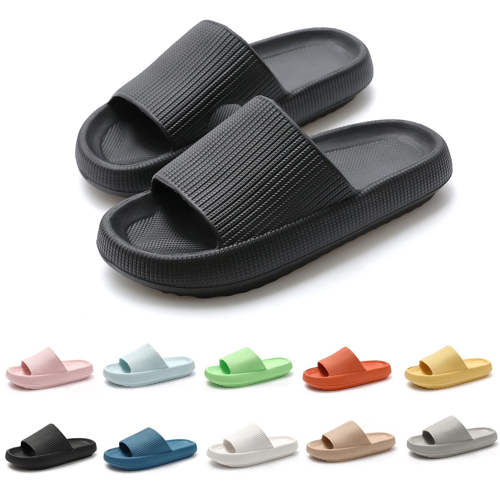BOOMSHEEP Non-Slip Cloud Slides - Soft Thick Sole Pillow Slippers for Women & Men | Comfortable Indoor House Shoes & Outdoor Sandals for Relaxation, Lounging, and Travel