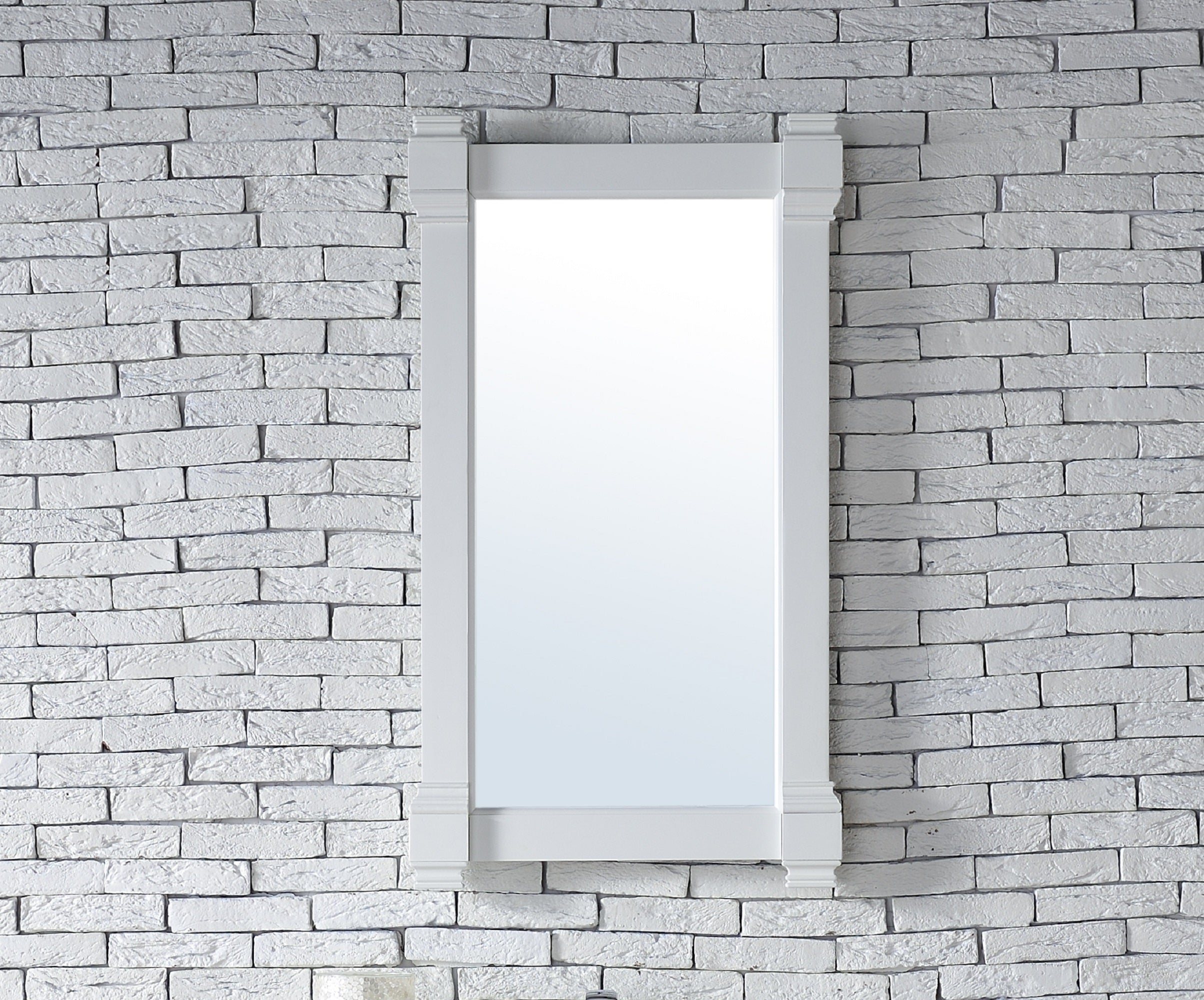 Brittany 22-Inch Round Wall Mirror - Bright White Finish for Bathroom, Bedroom & Entryway Decor