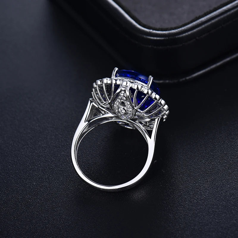 18K White Gold Tanzanite & Diamond Ring Pendant Dual Use Jewelry for Women - Elegant Bridal Gift, Anniversary Present & Special Occasion Jewelry