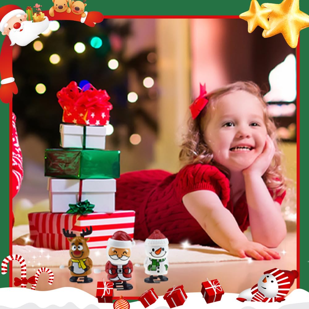 Christmas Wind Up Toys - 4 PCS Clockwork Toy Set for Stocking Stuffers, Party Favors & Goody Bags | Funny Holiday Gifts for Kids, Office Parties & Family Gatherings | Festive Winter Decorations & Playtime Fun