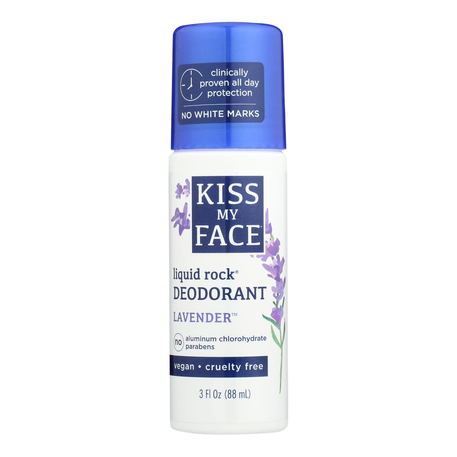 Kiss My Face Lavender Deodorant Roll-On 3 oz (3-Pack) | Natural & Aluminum-Free | Fresh All Day for Women & Men | Gym, Work & Daily Use