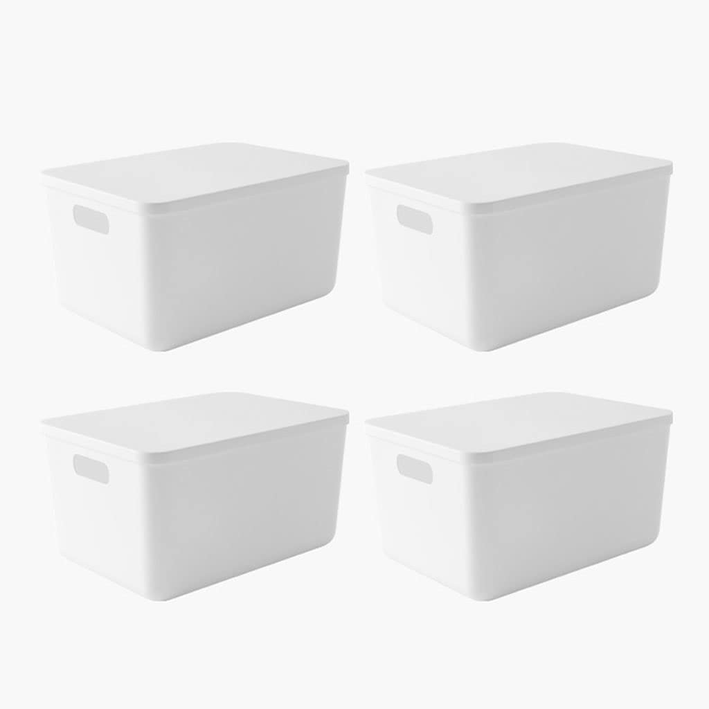 4-Piece Stackable Open Storage Boxes with Lids - Organizer Bins for Desktop, Kitchen, Bathroom & Drawer Storage - Perfect for Underwear, Sundries & Home Organization