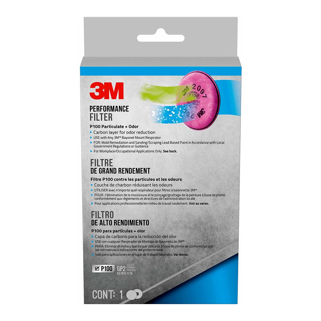 3M Particulate Filter 2097P1 DC - NIOSH Approved P100 Respirator Replacement for Dust, Mold, and Pollen Protection - Ideal for Construction, Woodworking, and DIY Projects