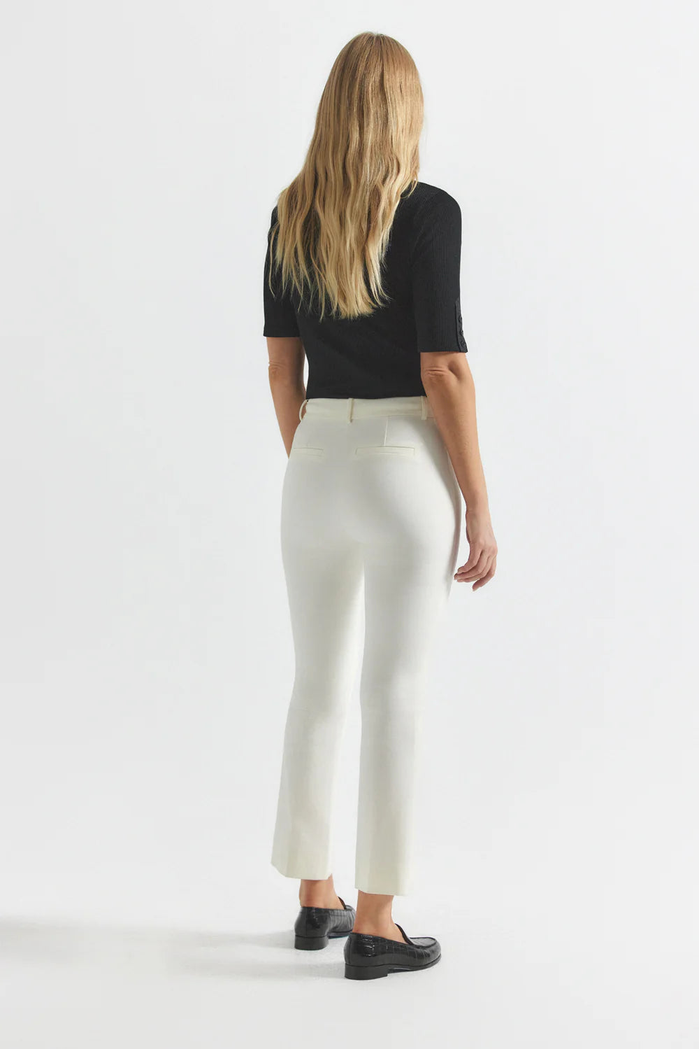 Crosby Cropped Flare Pants for Women - Soft White High Waist Stretch Jeans | Casual & Boho Style for Everyday Wear