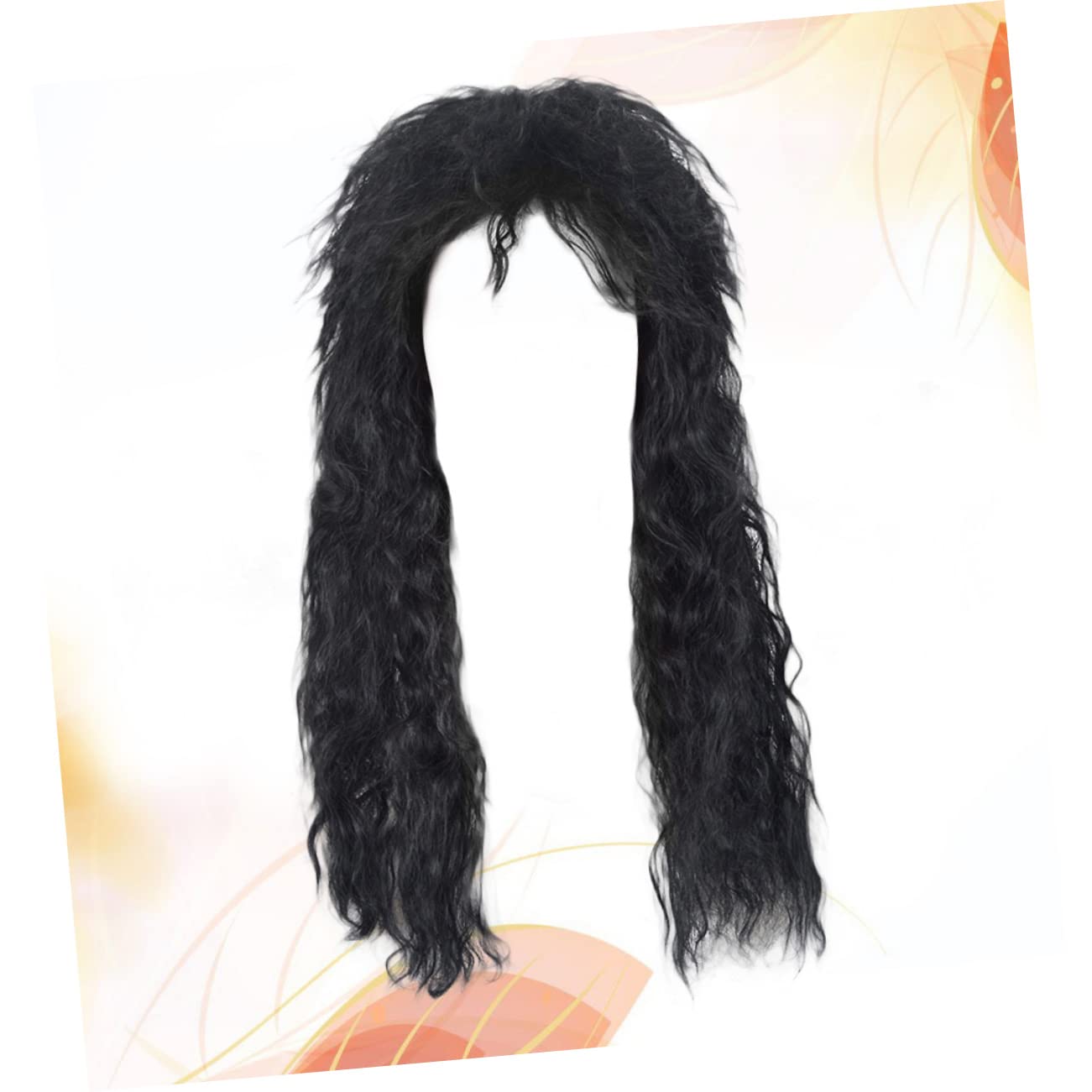 **Mikinona Heat Resistant Curly Hair Male Wig - 80s Retro Punk Style Long Fluffy Black Wig for Cosplay, Halloween, and Themed Parties**