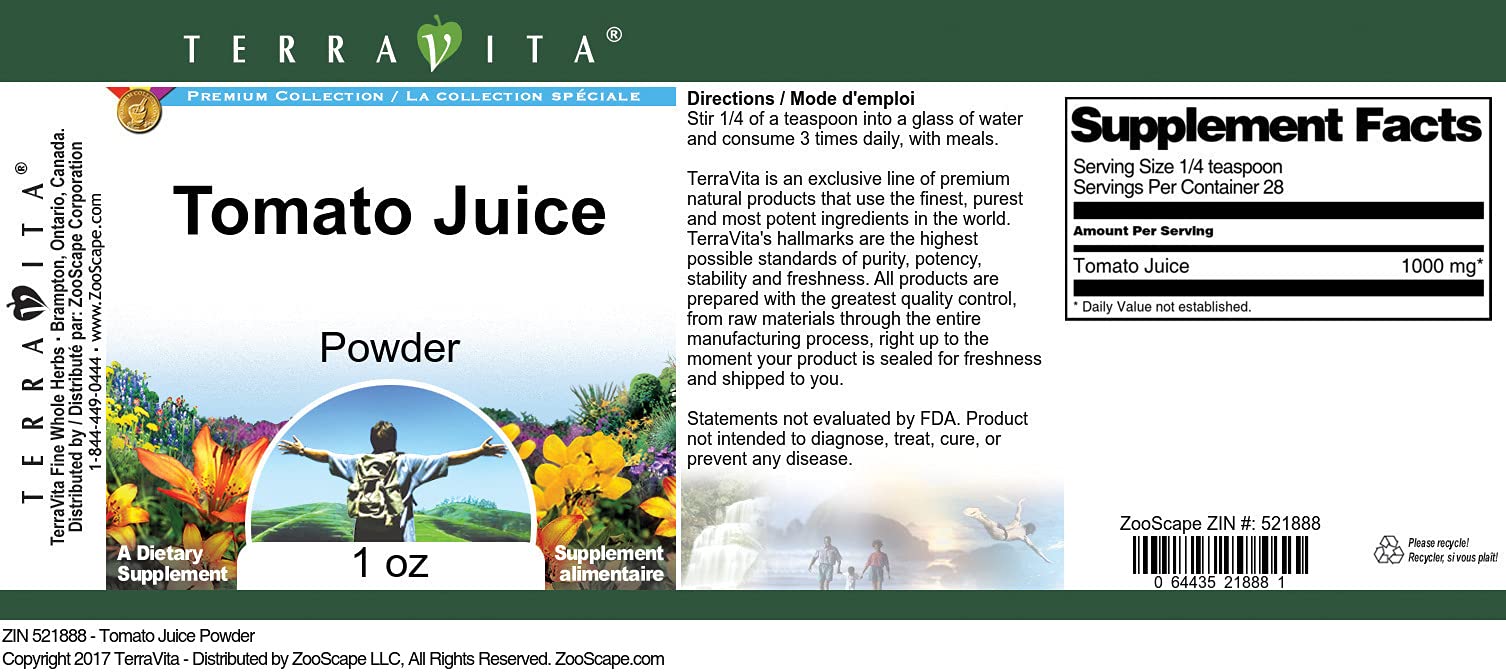 Organic Tomato Juice Powder 1 oz | Non-GMO, Gluten-Free | for Smoothies, Baking & Cooking | ZIN: 521888