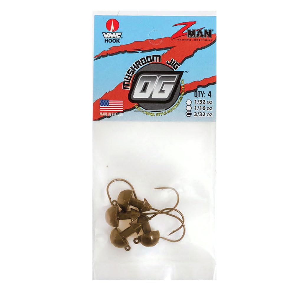 Z-MAN OG Mushroom Jigheads 4 Pack - Weedless Fishing Jig Heads for Bass, Walleye & Panfish - Perfect for Freshwater & Saltwater Fishing