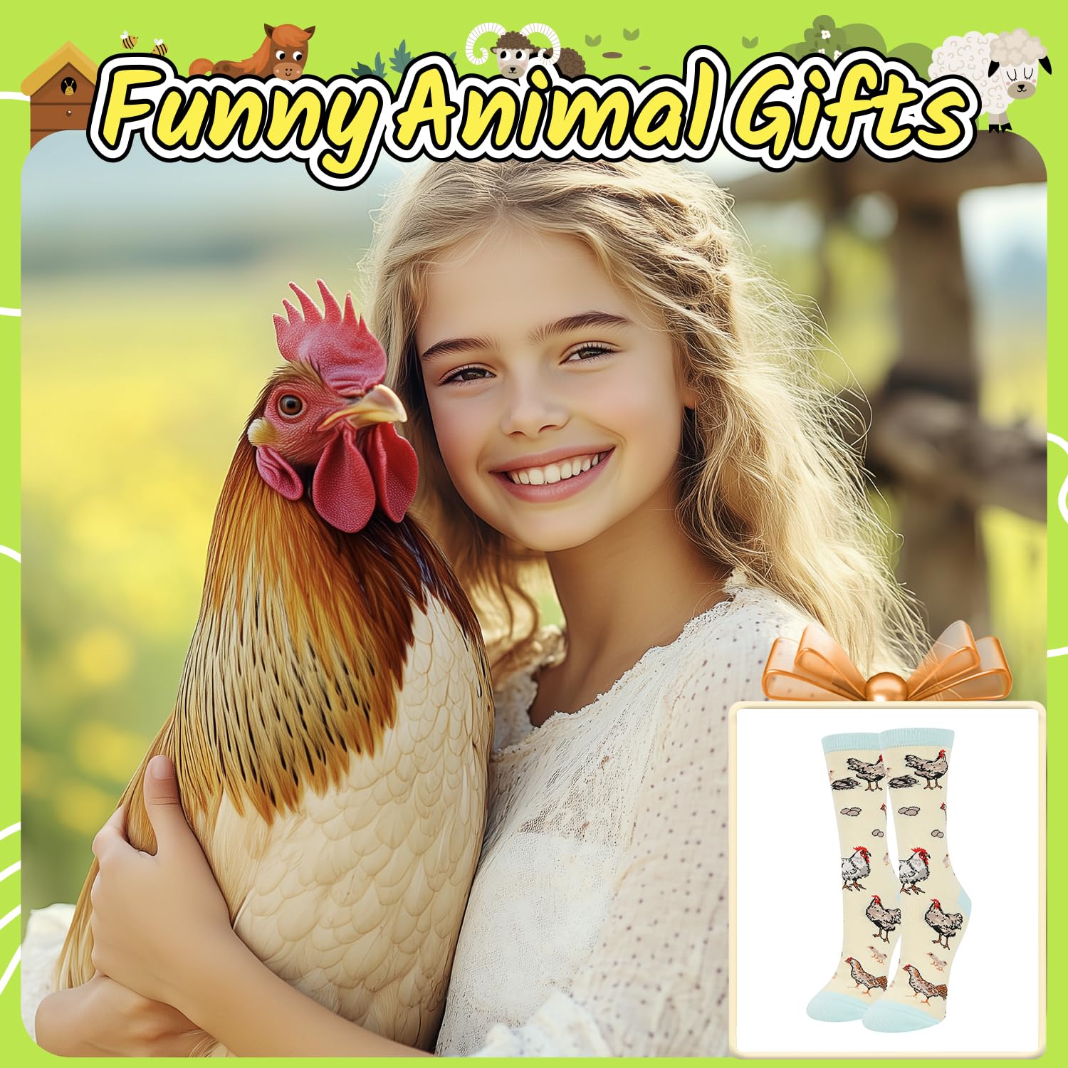HappyPop Animal Print Novelty Socks for Women - Cute Cow, Chicken, Llama & Unicorn Designs - Fun Gift Ideas for Her - Perfect for Christmas, Birthday & Casual Wear