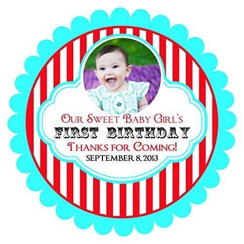 36 Custom Circus or Carnival Birthday Stickers with Personalized Photo - Perfect for Party Favors, Invitations, and Scrapbooking