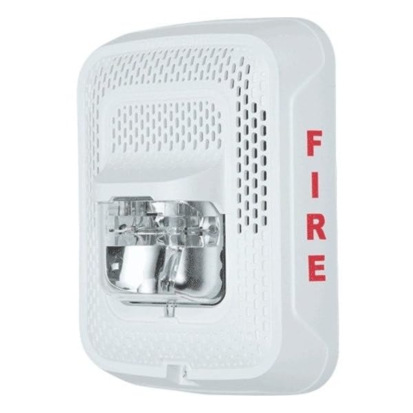 System Sensor SPSWL Wall Mount Speaker Strobe - Clear Lens, White - Fire Alarm & Emergency Notification for Commercial Buildings