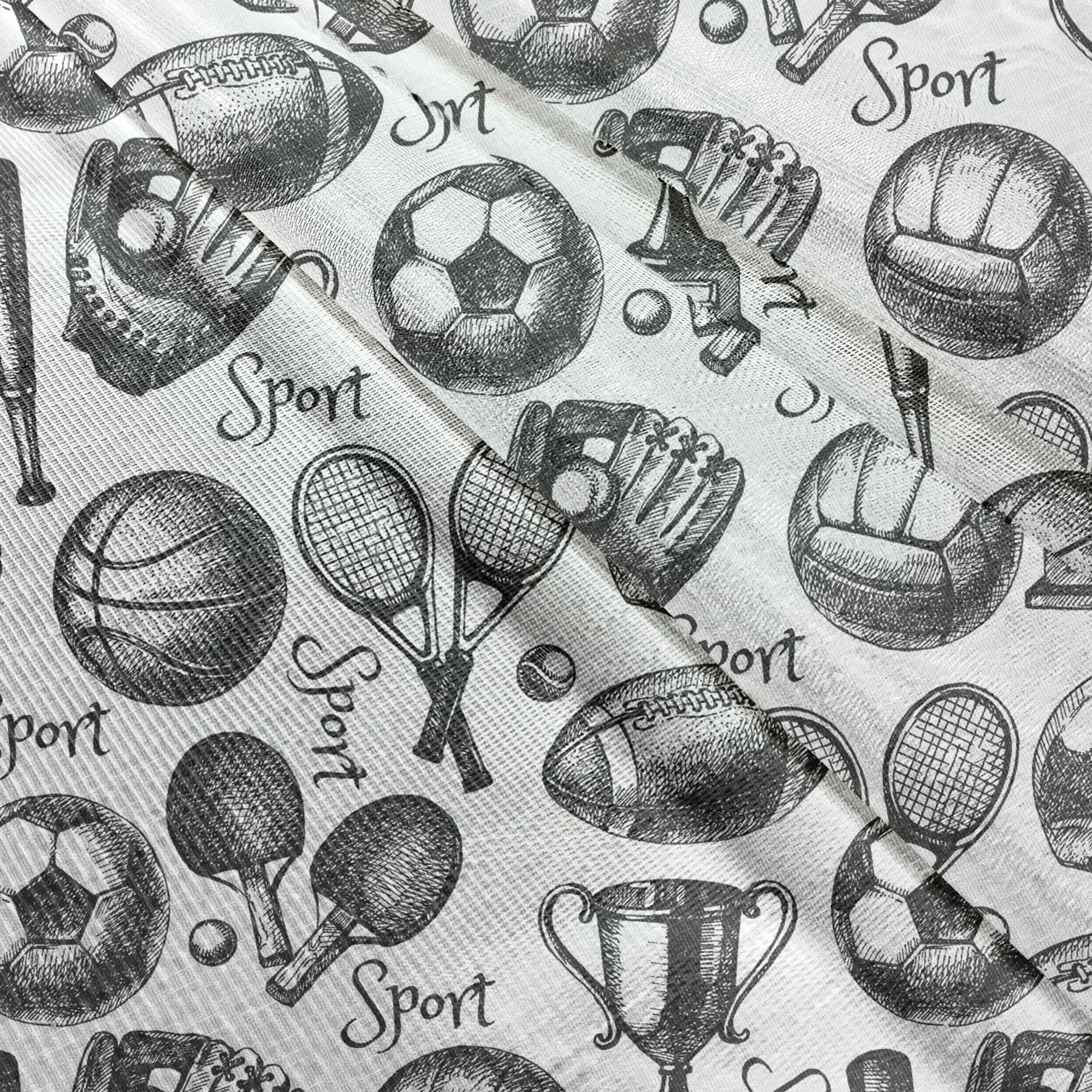 Ambesonne Black White Sport Tulle Curtains - Monochrome Baseball Glove & Ping Pong Ball Design, Rod Pocket Sheer Drapes (108