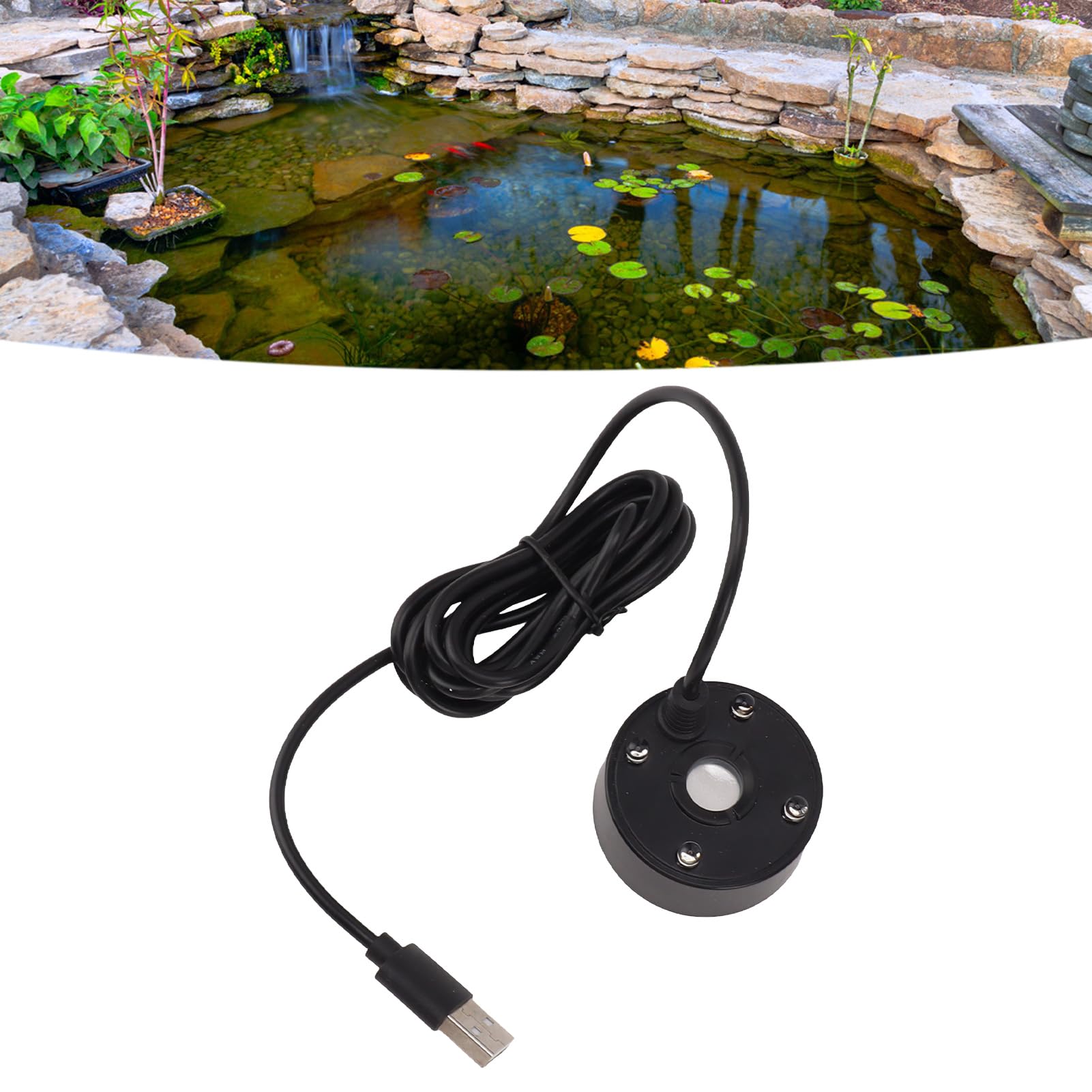 Mxzzand USB Fog Maker - Waterproof Pond Fogger for Indoor Use, Simple Operation, Black - Perfect for Halloween Decor, Aquariums, and Home Ambiance