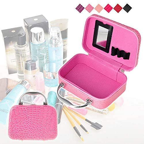 Colorful Women's Makeup Bag with Mirror - Travel Jewelry Organizer for Toiletries