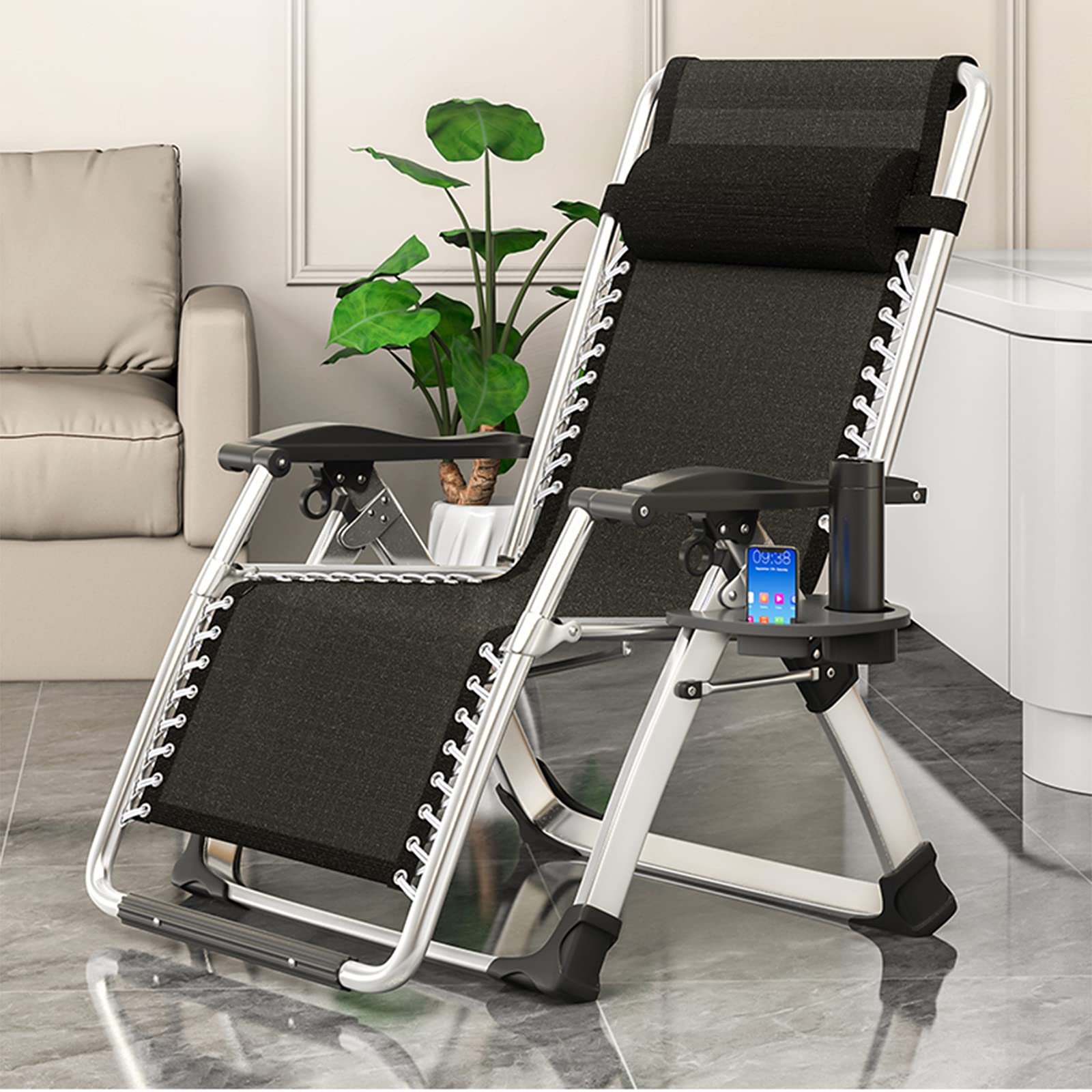 DoCred Comfortable Folding Recliner Chair with Removable Cushion - Indoor Outdoor Lounge Chair for Bedroom, Living Room & Patio - Perfect for Relaxing, Sunbathing and Reading
