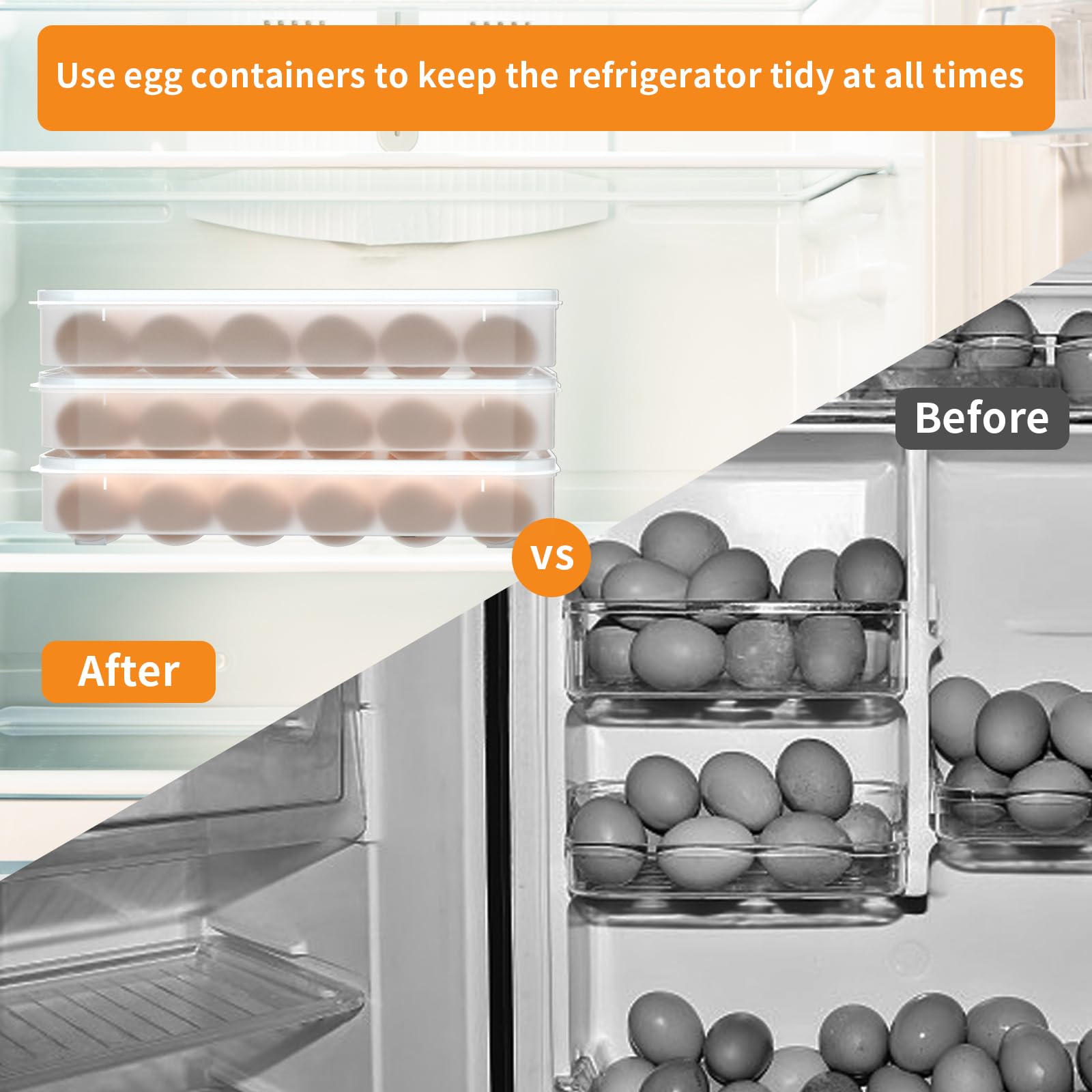 77L Plastic Deviled Egg Containers with Lid (Set of 3) - Stackable Refrigerator Egg Storage for 72 Eggs, Clear Portable Egg Carrier Tray - Perfect for Parties, Picnics, Potlucks & Holiday Gatherings