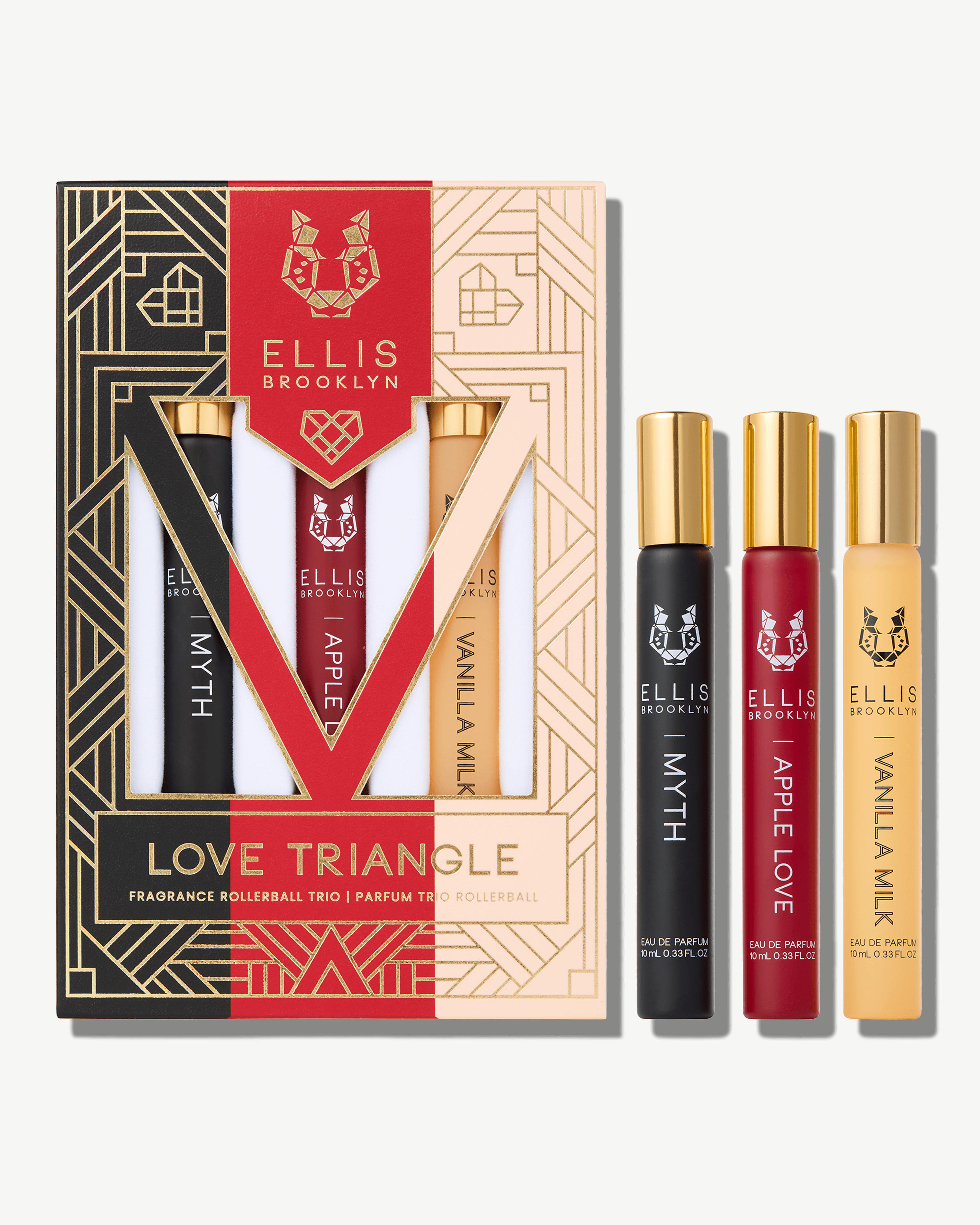 LOVE TRIANGLE Fragrance Rollerball Trio Set - 3 Pack Perfume Oils for Women, Long Lasting Scent, Travel Size Essential Oils - Perfect for Daily Wear, Gifts & On-the-Go Aromatherapy