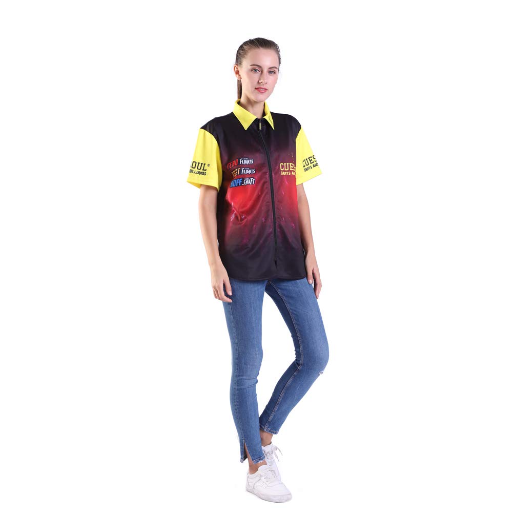 **CUESOUL Men's & Women's Short Sleeve Casual Shirt - Breathable Athletic Dart Shirt for Professional Players | Perfect for Dart Tournaments & Casual Wear**