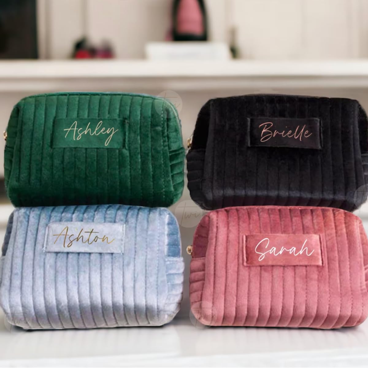Custom Velvet Makeup Bag - Personalized Travel Cosmetic Organizer for Women | Purse & Toiletry Storage