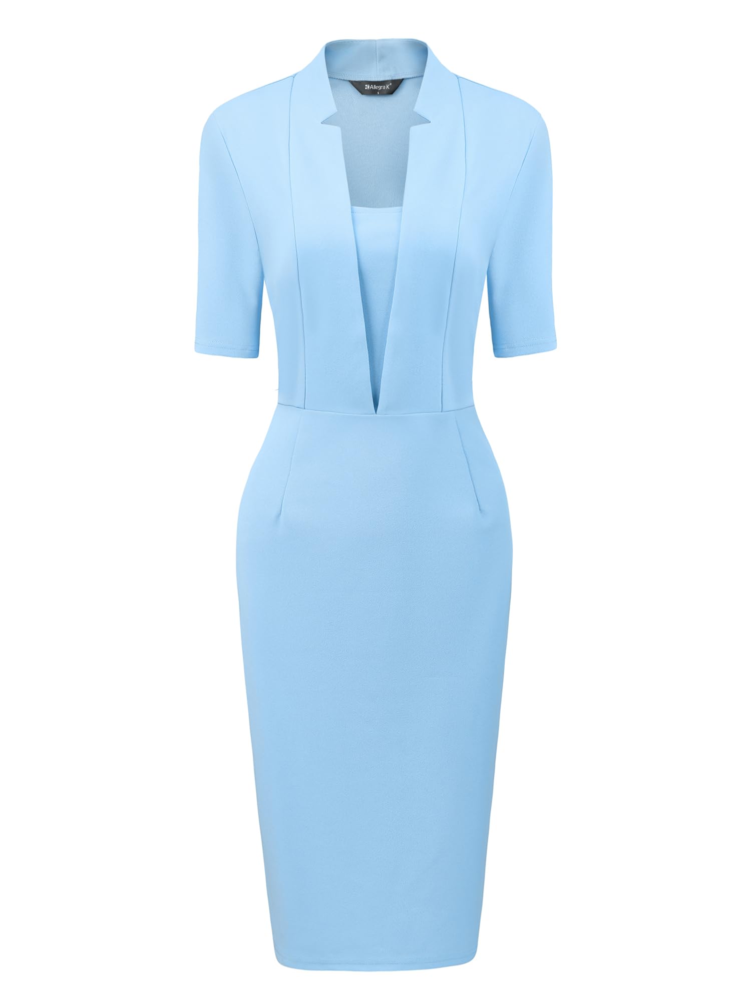 Allegra K Women's Short Sleeve Bodycon Pencil Dress - Formal Office Work Sheath Dress for Business, Cocktail Parties & Special Occasions