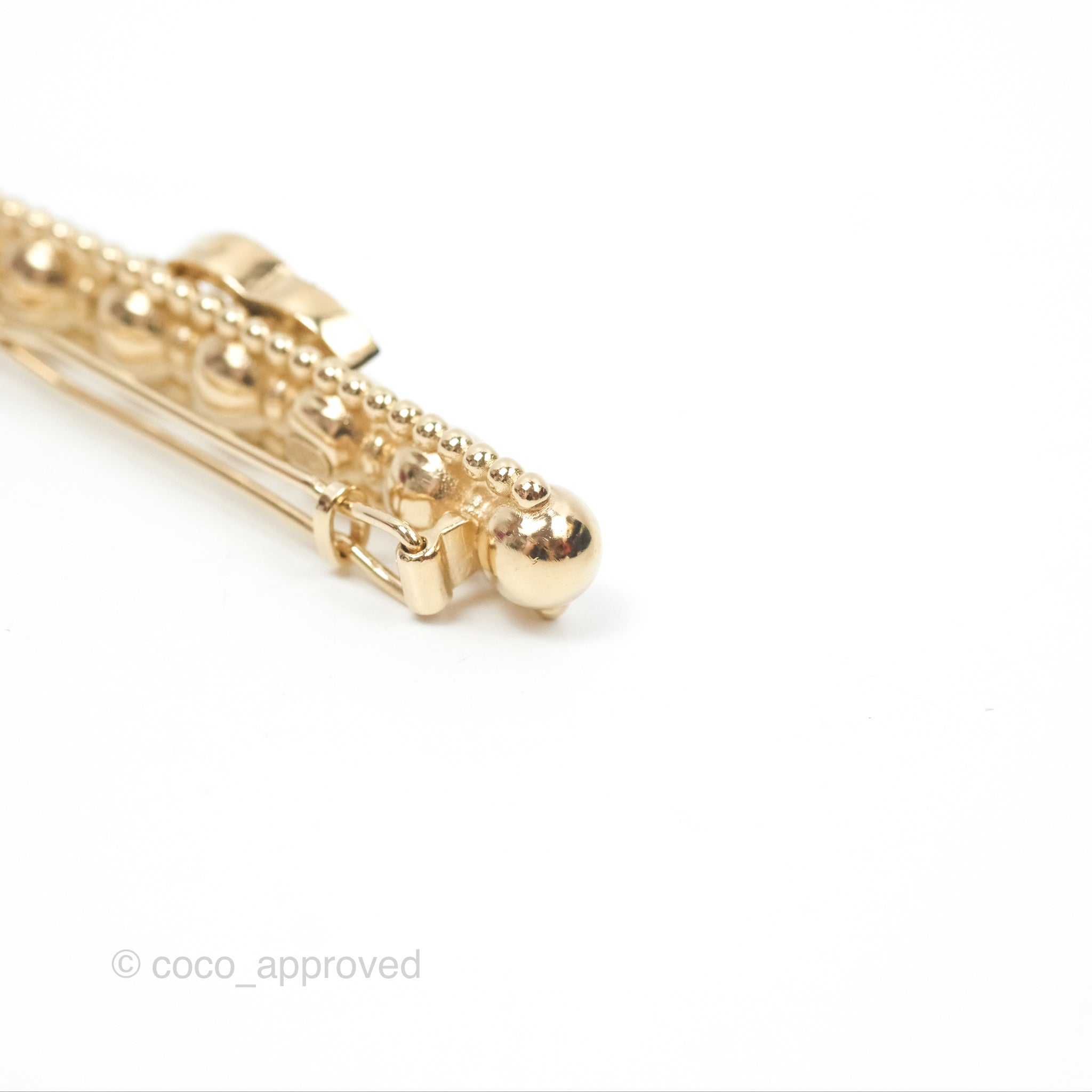 Chanel CC Crystal Beaded Hair Clip - Gold Tone Hair Accessory for Women | Perfect for Weddings, Parties & Special Occasions