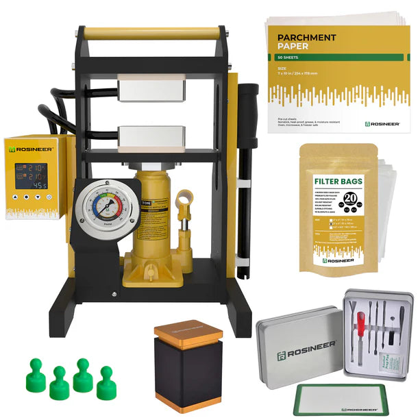 Rosineer Mighty 5 5-Ton Manual Rosin Press Kit with Pre-Press Mold & Parchment Paper - Perfect for Home DIY Rosin Extraction & Concentrate Making