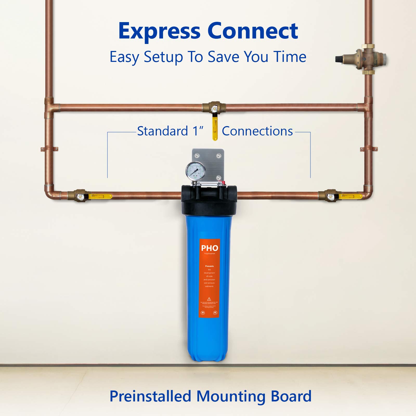 Express Water WH100SP Anti-Scale Whole House Water Filtration System - Blue | Removes Hard Water Deposits & Protects Plumbing | Ideal for Homes, Apartments & RV Living