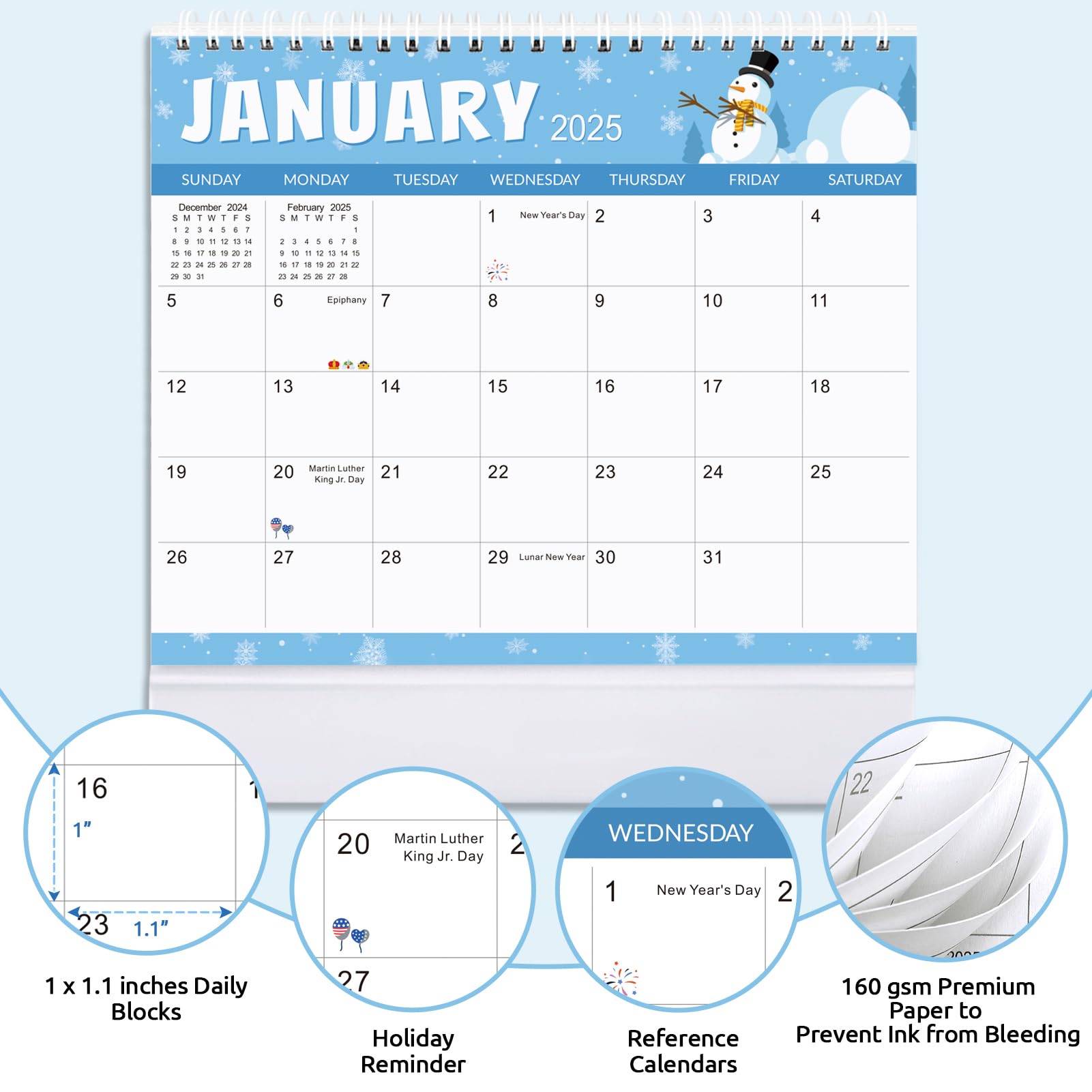 SKYDUE 2025-2026 20-Month Desk Calendar (Nov 2024 - Jun 2026) with Planner Stickers | 8.5