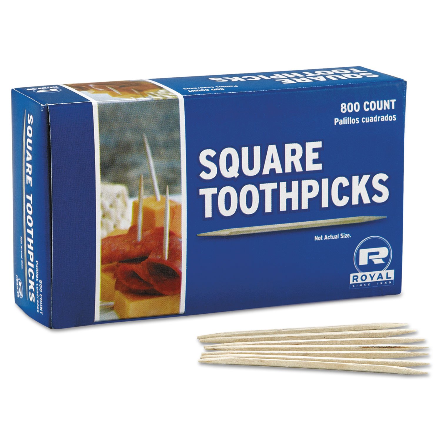 Natural Square Wood Toothpicks 2 3/4 Inch - 800 Count per Box (24 Boxes per Carton) - Perfect for Cocktails, Appetizers, Cheese Platters & Party Snacks