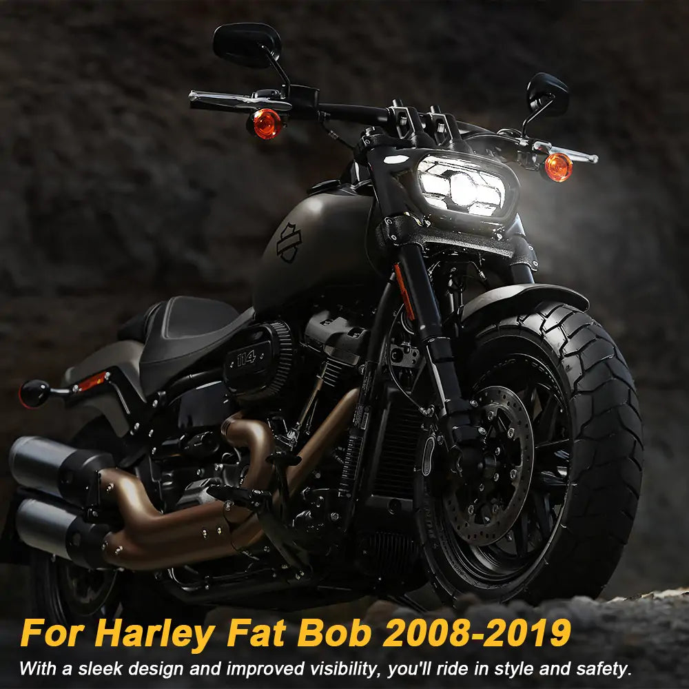 H4 LED Headlight Kit for 2008-2017 Harley Davidson Dyna Fat Bob with DRL - High Brightness Motorcycle Headlight Replacement for Night Riding & Safety