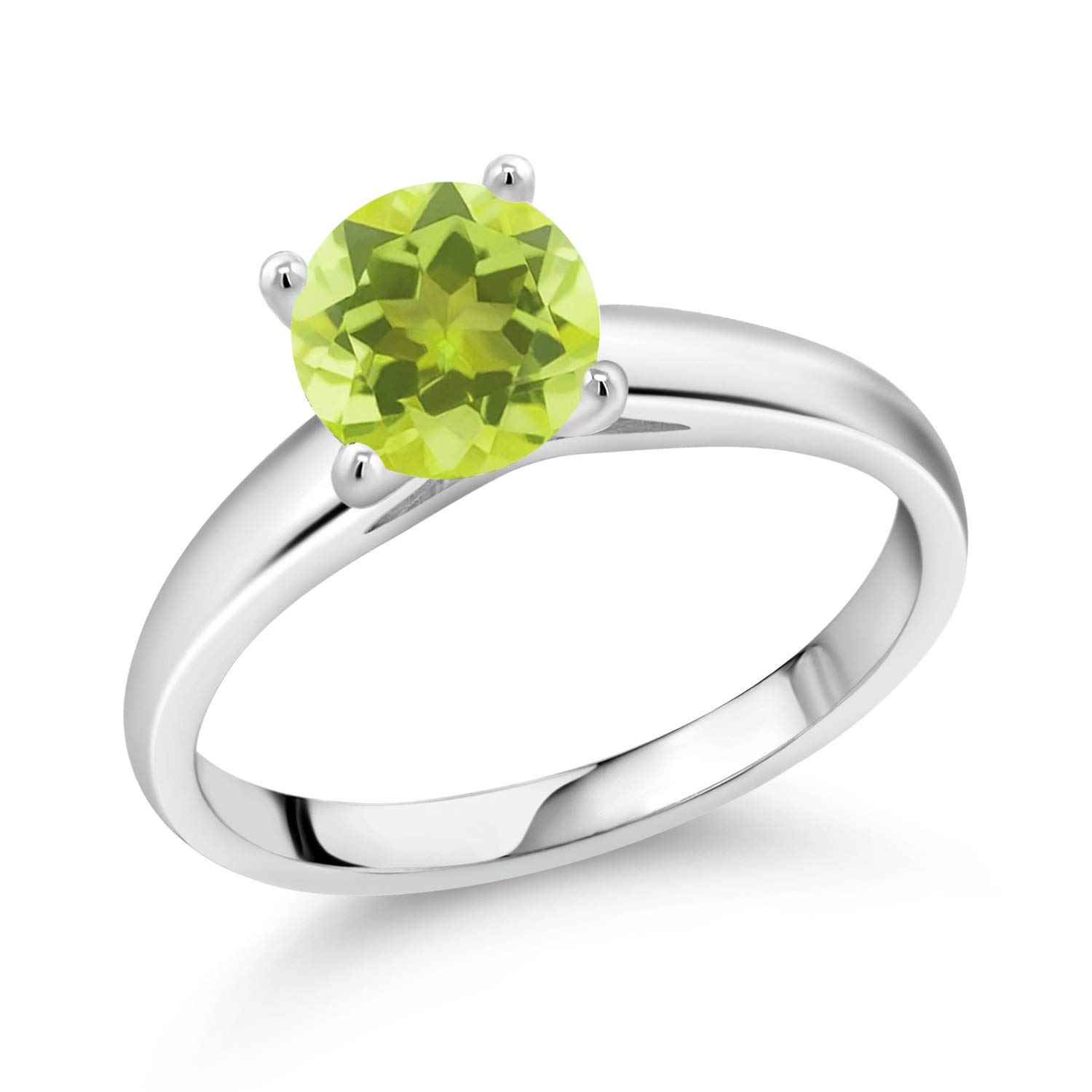 1.20 Ct Round Yellow Lemon Quartz 10K White Gold Ring - Gem Stone King | Elegant Jewelry for Weddings, Anniversaries & Special Occasions