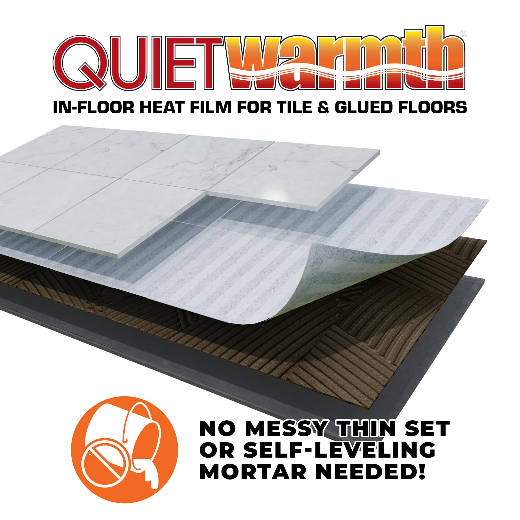 Tile QWT1.5X5F120 Electric Radiant Floor Heating Mat - 1.5'x5' 120V Under Tile, Stone & Laminate Flooring (7.5 sq ft Coverage) - Perfect for Bathroom, Kitchen & Basement Floor Warming