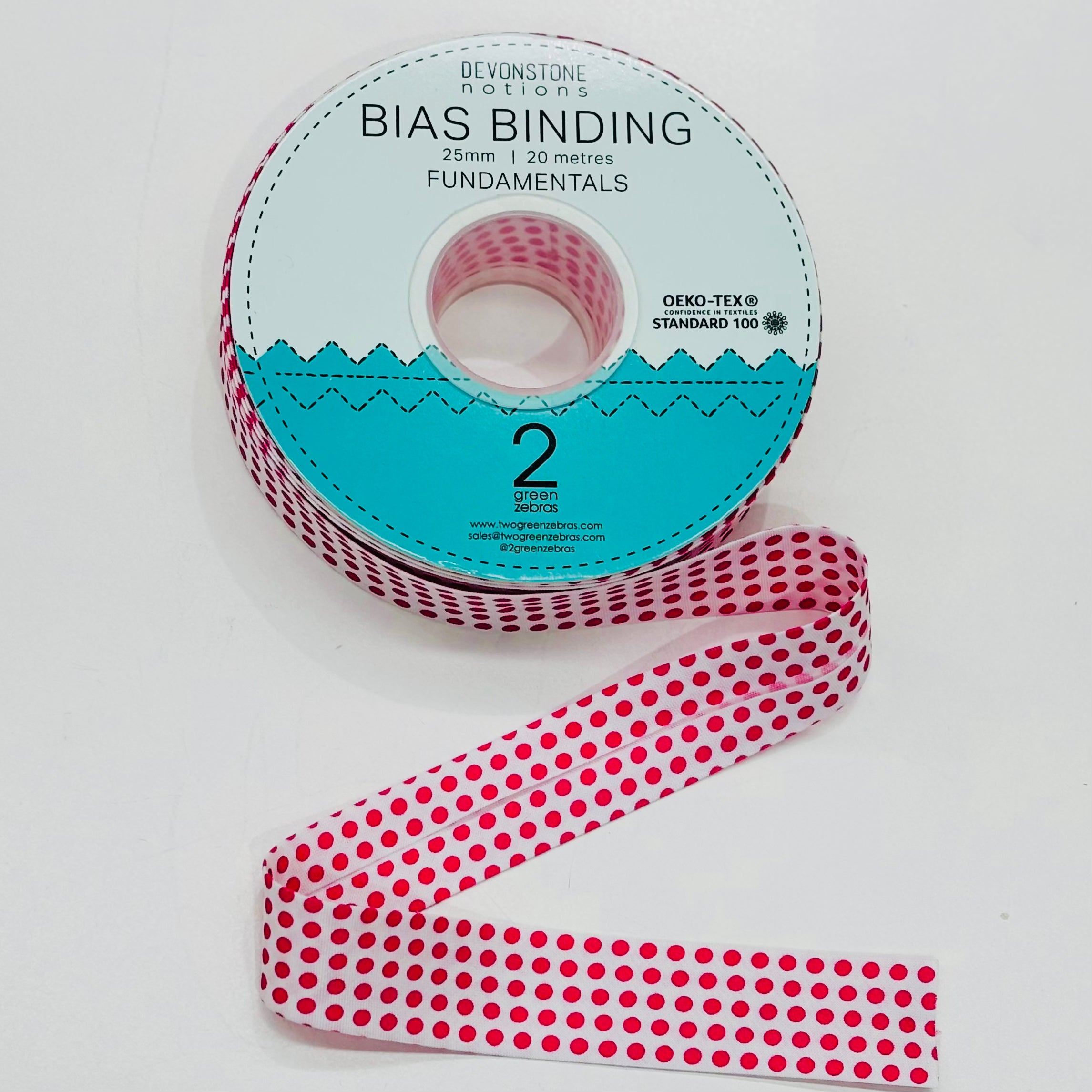 Kylie Dot 25mm/1 Inch Bias Binding Tape - Premium Double Fold Sewing Trim for Quilting, Dressmaking & DIY Crafts (DVBB2994) - Perfect for Hemming, Scrapbooking & Home Decor Projects