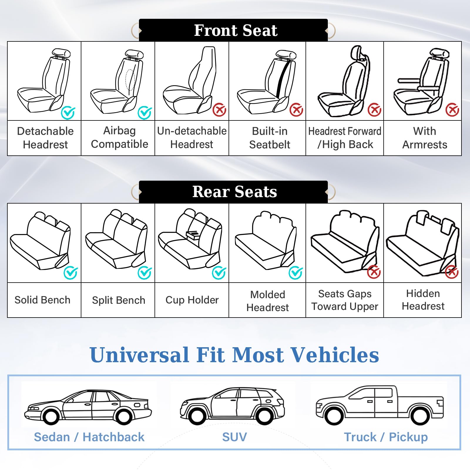 Premium Faux Leather Waterproof Car Seat Covers Full Set - Universal 5-Piece Front & Back Seat Protectors for Most Vehicles (Red) - Perfect for Family Cars, SUVs & Daily Commuting