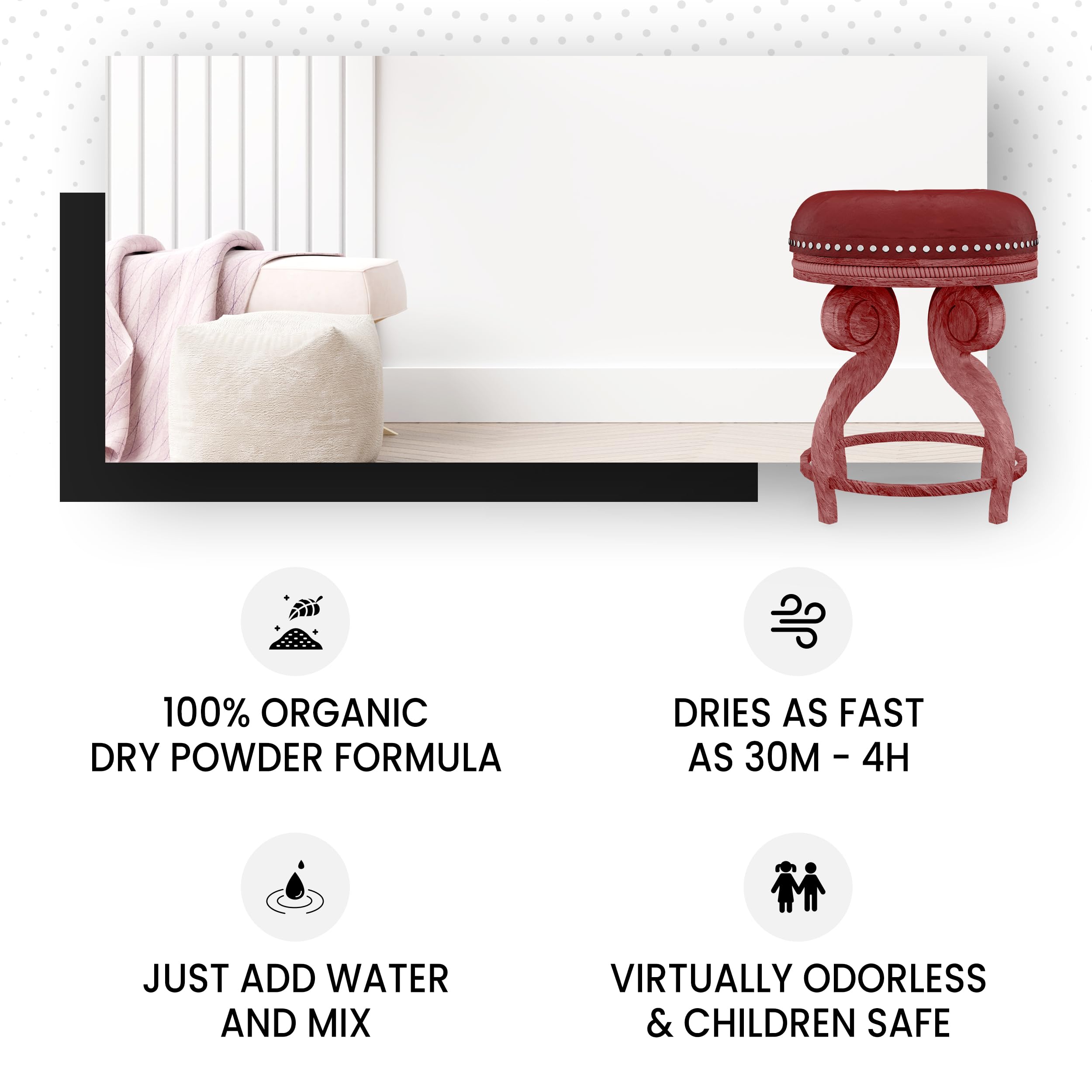 Real Milk Paint - Non-Toxic Water-Based Wood Paint for Furniture, Cabinets, Walls, Brick & Stone | Matte Finish, VOC-Free, Organic Formula in Barn Red (1 Pint) - Perfect for DIY Home Projects, Farmhouse Decor & Eco-Friendly Renovations