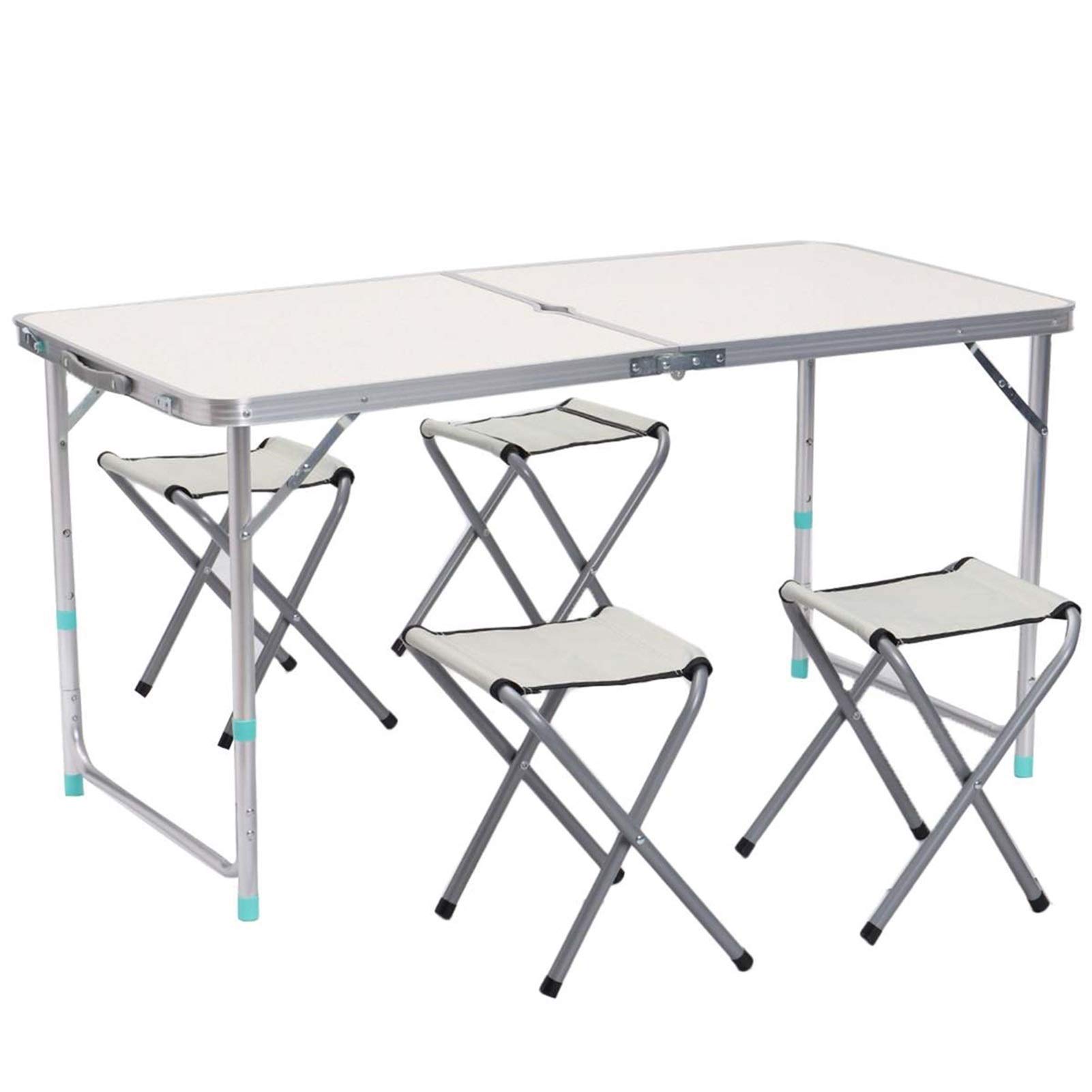 Ultralight Aluminum Alloy Folding Table and Chair Set for Camping, Picnic, BBQ - Portable Outdoor Garden Furniture (White) - Perfect for Backyard, Beach & Patio Use