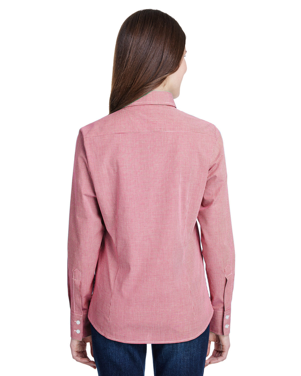 Reprime RP320 Women's Microcheck Gingham Long Sleeve Cotton Shirt - Artisan Collection | Classic Casual Button Down Top for Office, Spring Outfits & Everyday Wear