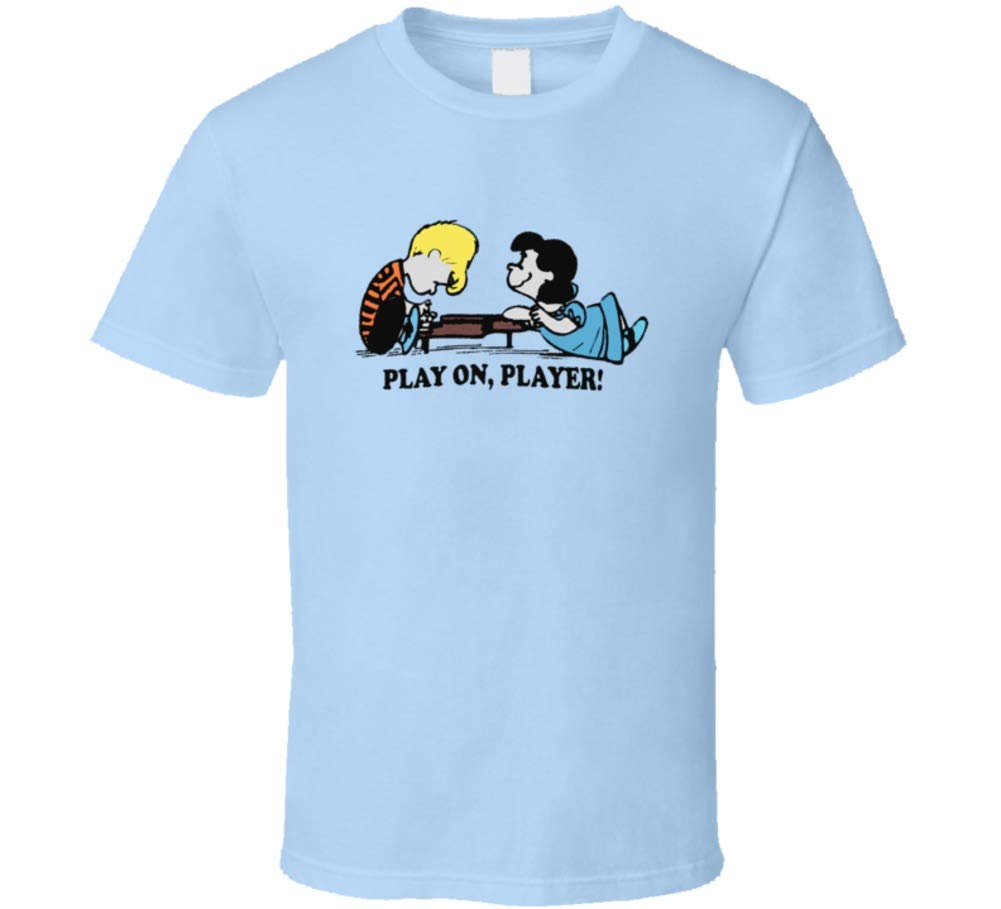 Vintage Peanuts Lucy and Schroeder Play On Player T-Shirt - Classic Cartoon Graphic Tee for Casual Wear, Gifts, and Comic Fans