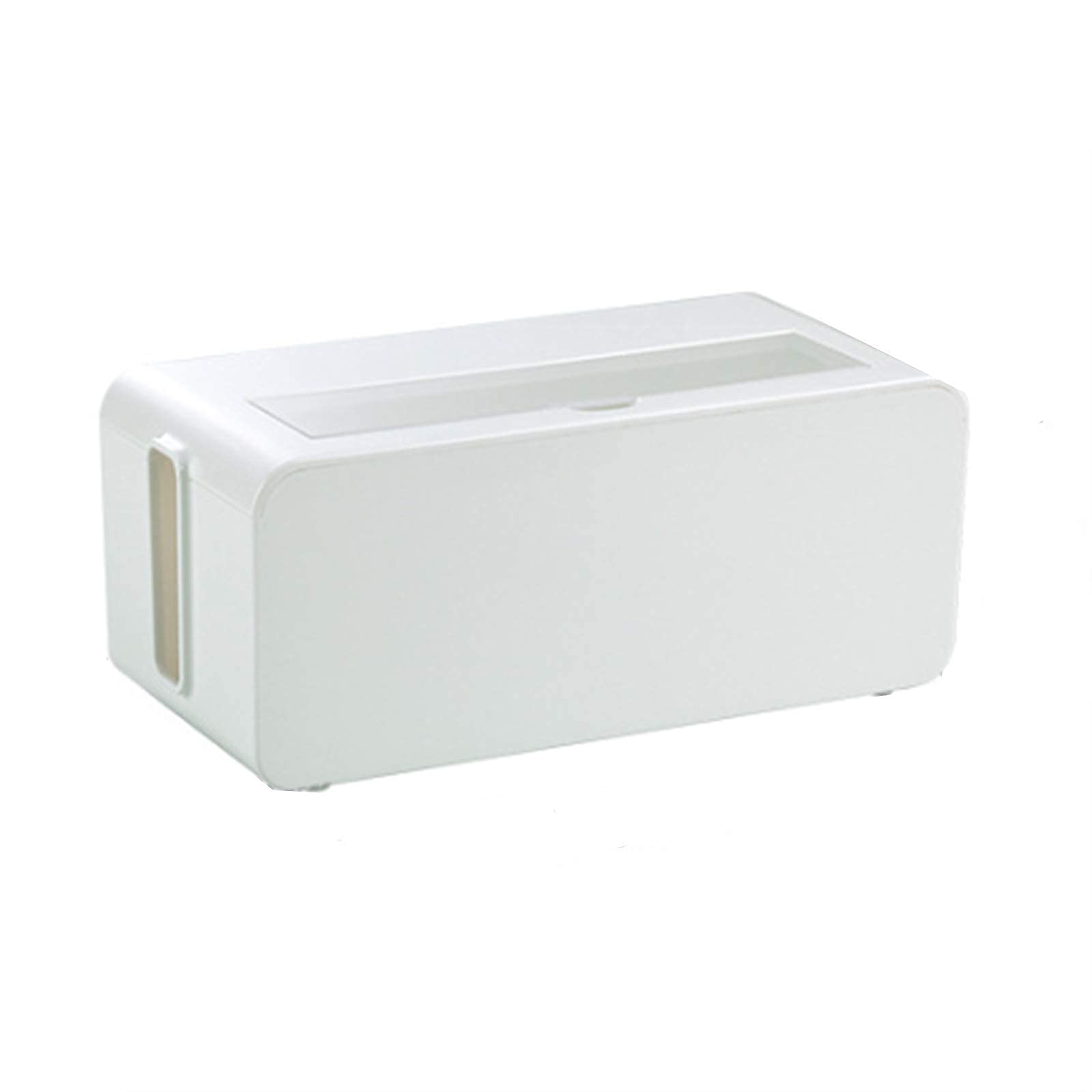 Japanese Style Resin Cable Storage Box with Transparent Window - Organize TV, Computer & Desk Wires - Easy Access Control Switch for Home & Office Use