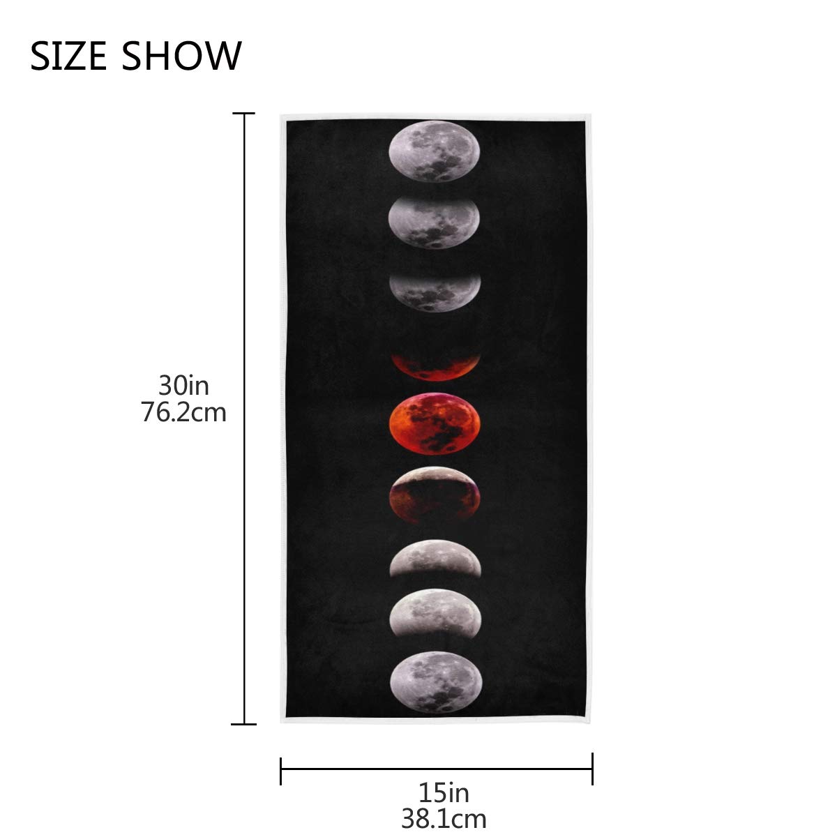 Moon Lunar Eclipse Hand Towel - Ultra Absorbent Cotton Bath & Gym Towel for Yoga, Spa, Pool (15
