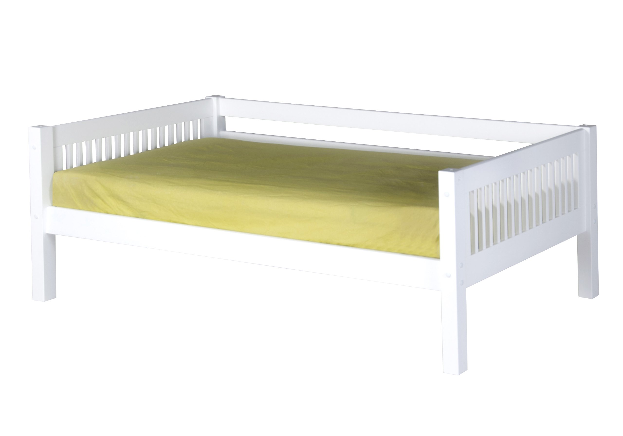 Camaflexi Mission Style Solid Wood Twin Day Bed in White - Perfect for Guest Rooms, Dormitories & Small Spaces
