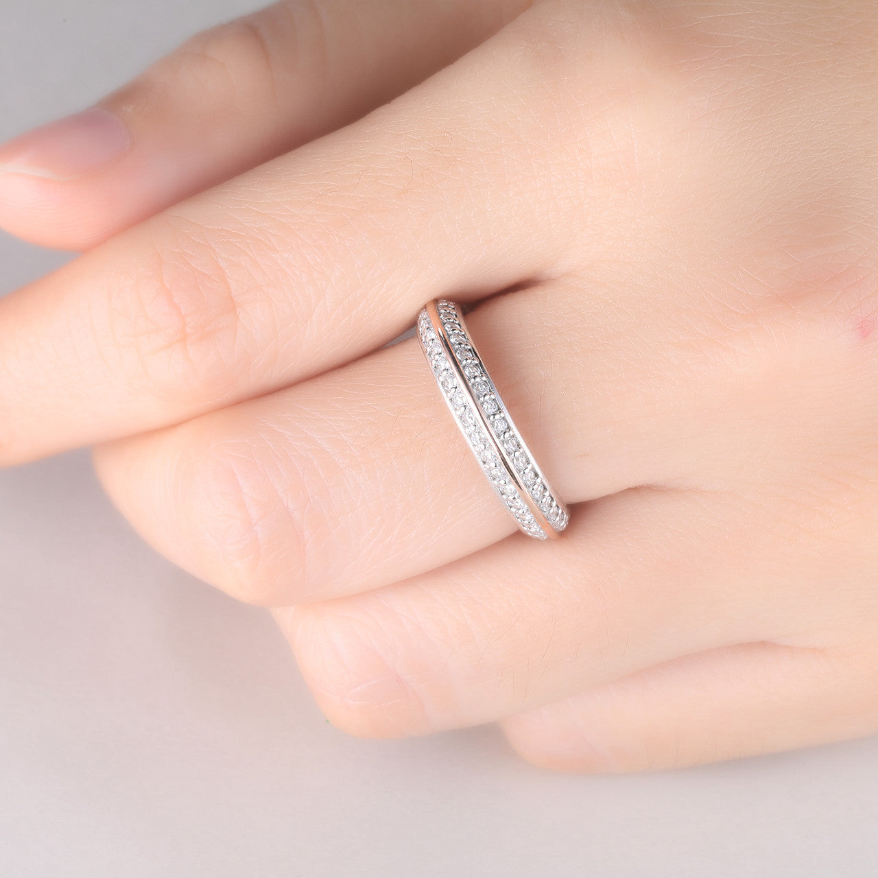 Moissanite Wedding Band - Full Eternity Ring for Women, Stackable Bridal Ring Set, Durable 925 Sterling Silver, Perfect for Engagement, Anniversary & Everyday Wear