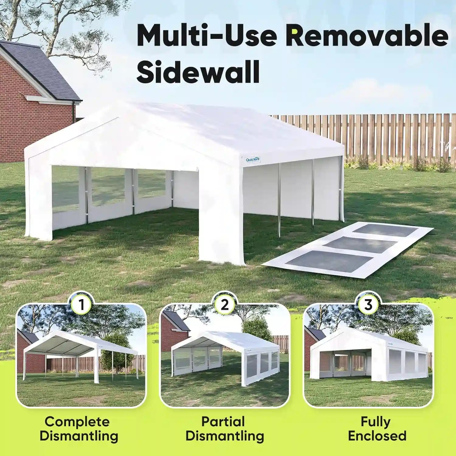 20' x 20' Pop Up Party Tent with Mesh Windows - Waterproof Outdoor Canopy for Weddings, Picnics, Camping & Backyard Events
