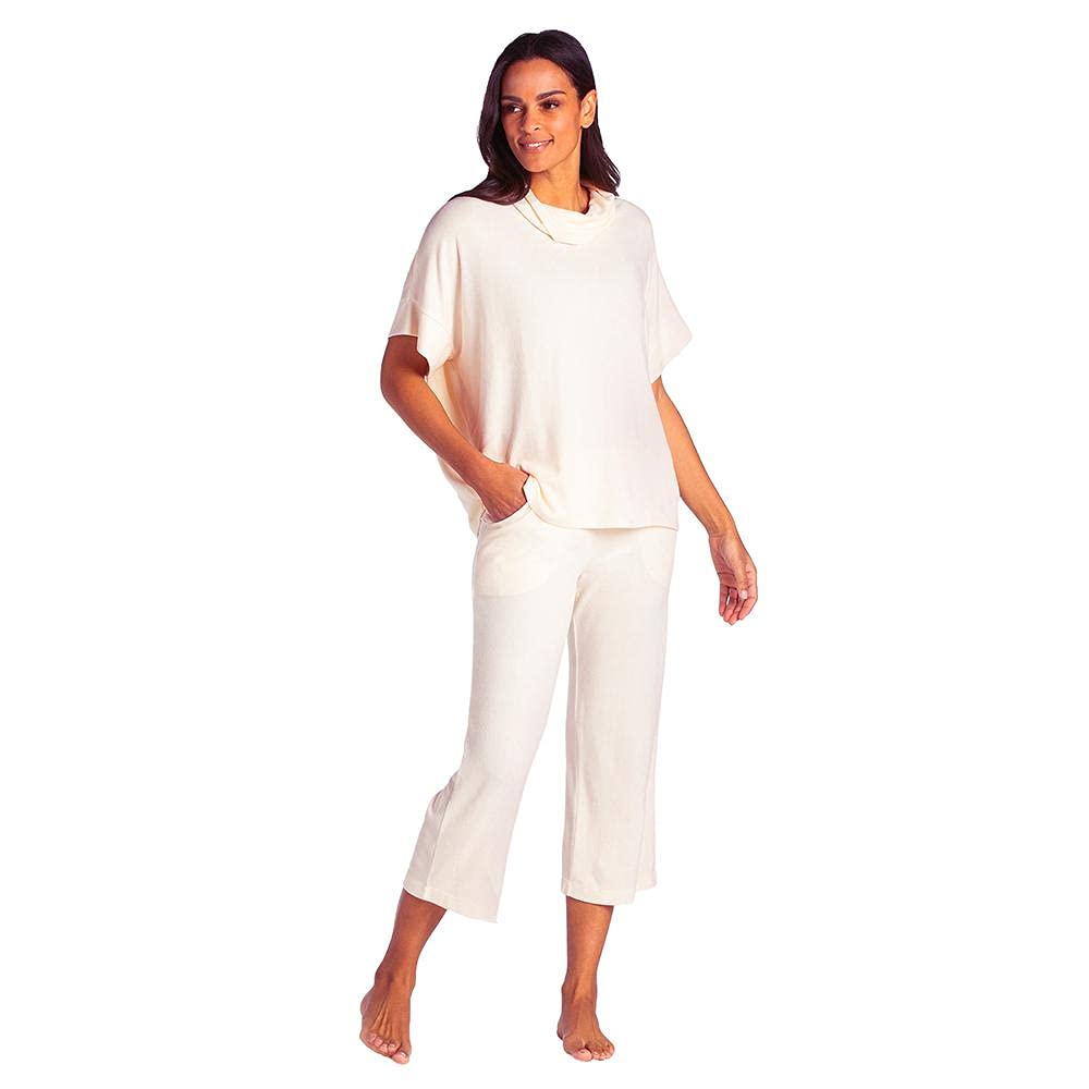 Softies Women's Lightweight Ultra Soft Cowl Neck Dream Jersey 2-Piece Lounge Set - Cozy Homewear for Relaxing, Lounging & Sleepwear